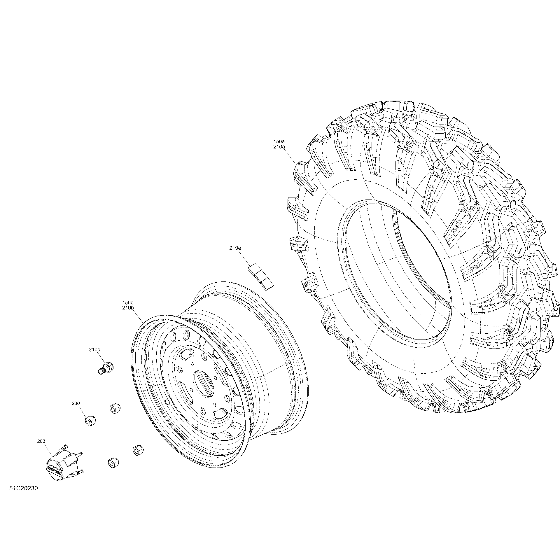 An Image of a Genuine Can-Am Parts Schematic Diagram showing the schematic - WHEELS - BASE