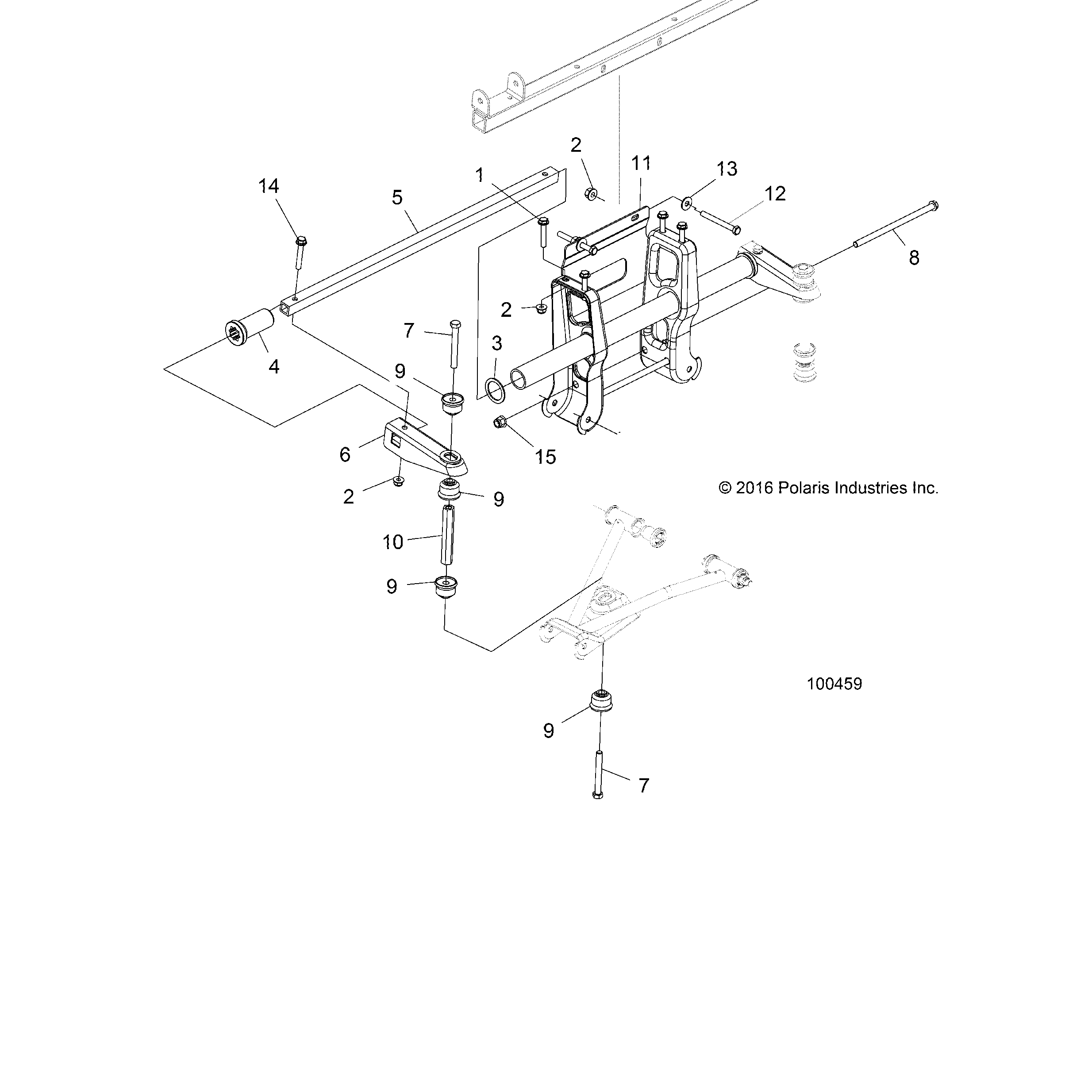 An Image of a Genuine Polaris Parts Schematic Diagram showing the schematic - SUSPENSION: TORSION BAR - 2020 POLARIS SPORTSMAN 570 6X6