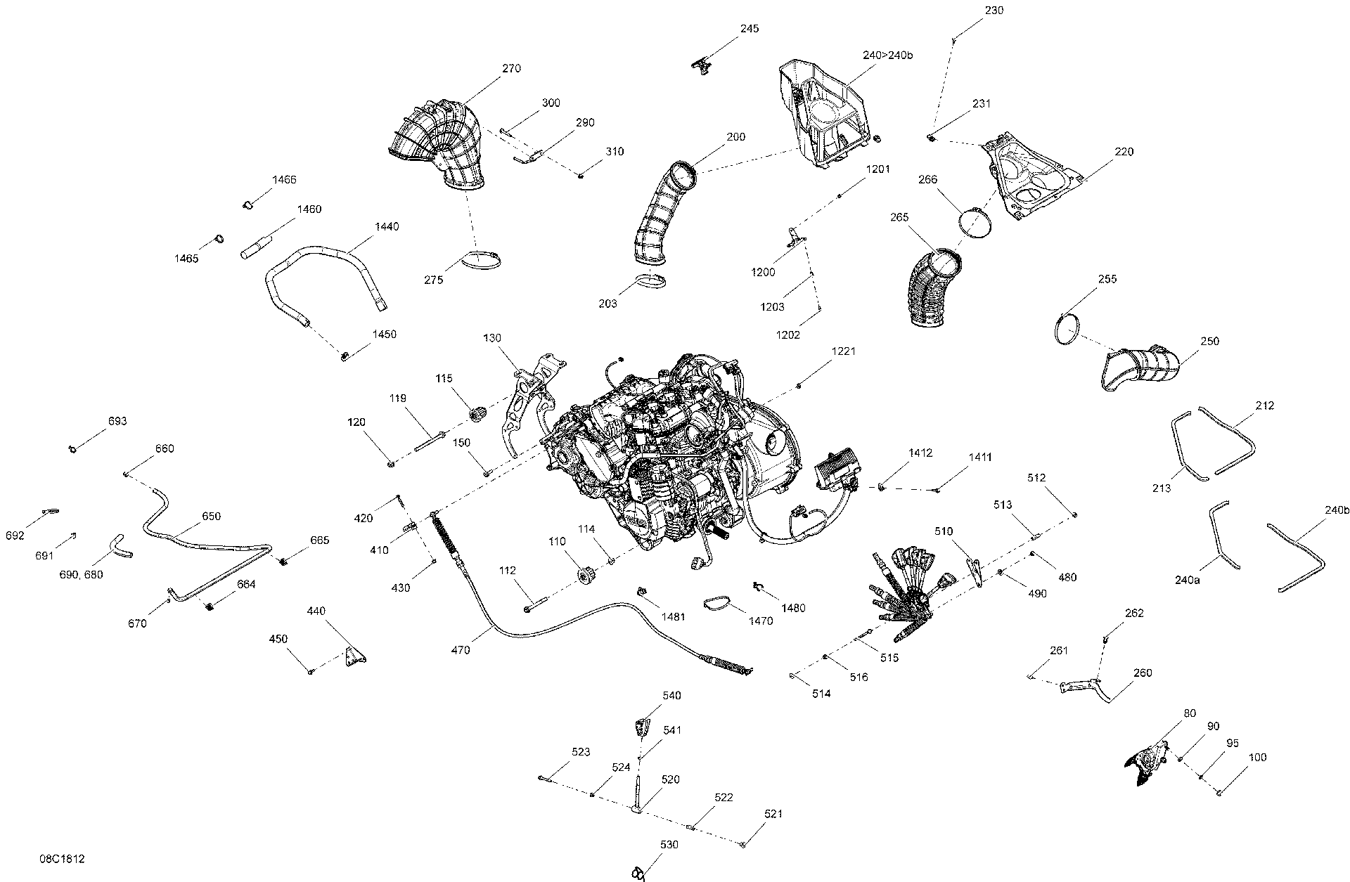 An Image of a Genuine Can-Am Parts Schematic Diagram showing the schematic - ENGINE - ENGINE 900HO