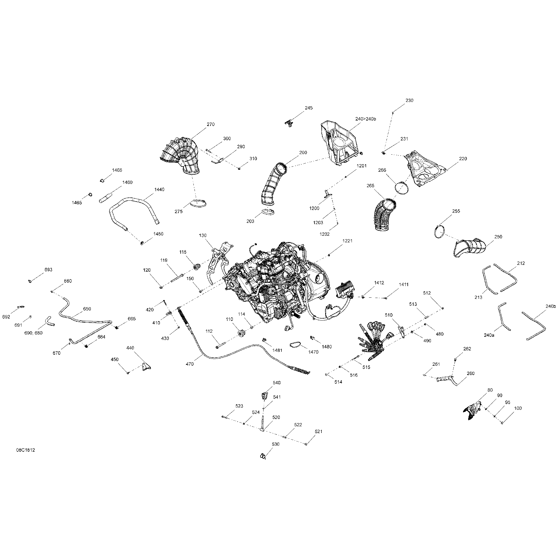 An Image of a Genuine Can-Am Parts Schematic Diagram showing the schematic - ENGINE - ALL PACKAGE