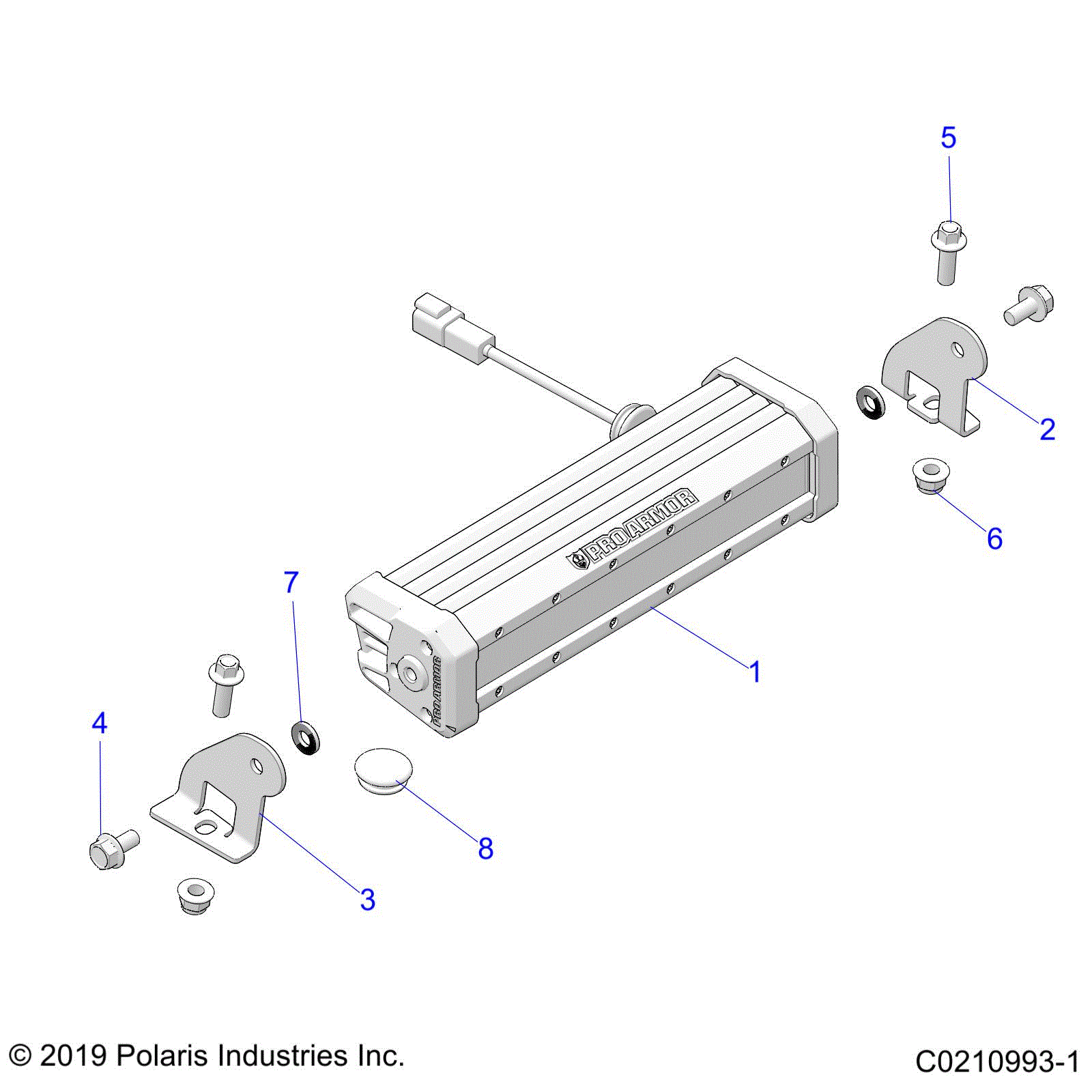 An Image of a Genuine Polaris Parts Schematic Diagram showing the schematic - ELECTRICAL: LIGHTBAR - 2020 POLARIS SCRAMBLER XP 1000 55"