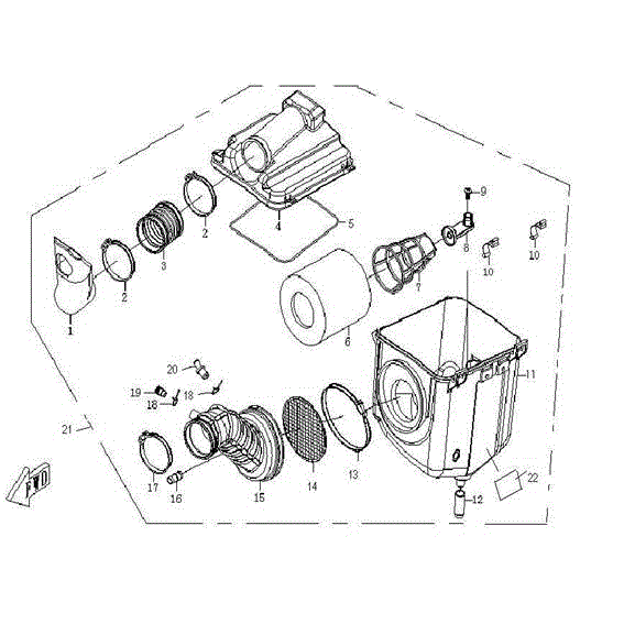 An Image of a genuine CFMOTO Parts Schematic Diagram showing the group - AIR FILTER ASSY (EFI) - 2016 CFMOTO CFORCE 500 SWB
