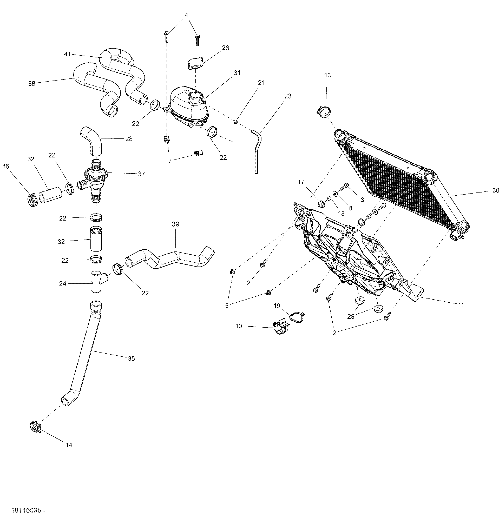 An Image of a Genuine Can-Am Parts Schematic Diagram showing the schematic - COOLING SYSTEM - X MR
