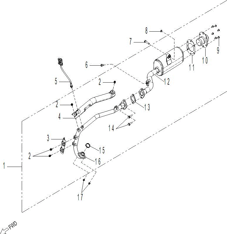 An Image of a Genuine Can-Am Parts Schematic Diagram showing the schematic - ENGINE - EXHAUST PIPE