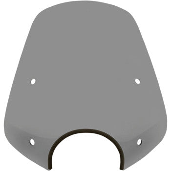 The Pop Top Windshield - 7 Headlight Cut Out - Black Smoke by Memphis Shades features four mounting holes and a curved bottom center for easy installation.