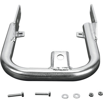 Silver metallic grab bar with mounting brackets and included screws and washers, designed for Yamaha Blaster.