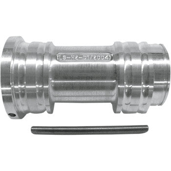 The Axle Carrier Super Twin by Lone Star Racing is a cylindrical metal coupling with grooves and engraved markings, designed for off-road use, shown with a separate small metal pin on a plain white background.