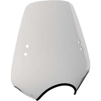 The Classic Deuce Windshield - 7 Headlight Cutout - Solar by Memphis Shades features a clear, slightly curved design with dual mounting holes per side and a bottom center notch—fully compatible with Memphis Shades accessories.