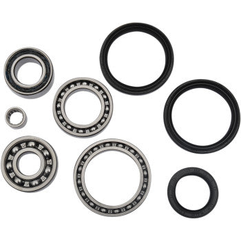 Arctic Cat - Kymco Differential Bearing Seal Kit Front by Moose Offroad featuring quality bearings and TC rubber seals of various sizes, arranged on a white background.