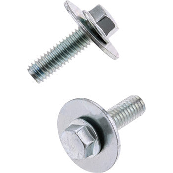 Set of two silver-colored hex flange bolts with integrated washers, threaded M6 x 20mm length, metal construction.