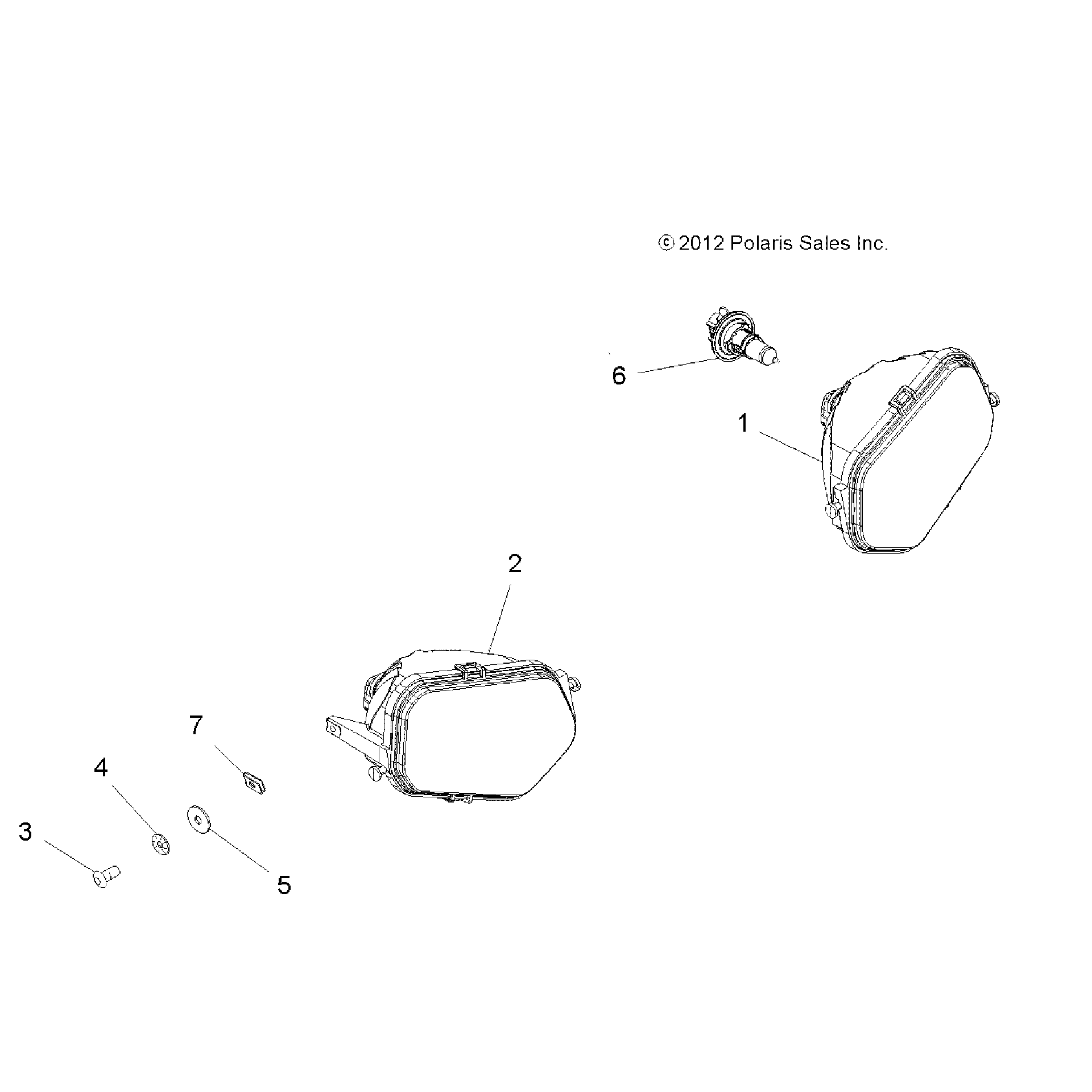 An Image of a Genuine Polaris Parts Schematic Diagram showing the schematic - ELECTRICAL: HEADLIGHTS - 2015 POLARIS SCRAMBLER 850