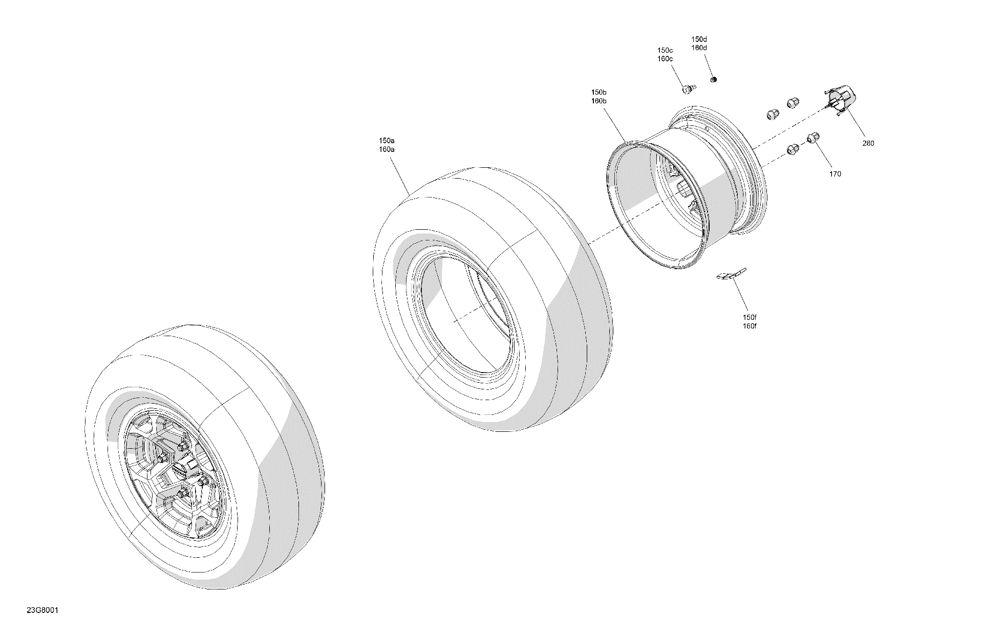 An Image of a Genuine Can-Am Parts Schematic Diagram showing the schematic - DRIVE - REAR WHEELS