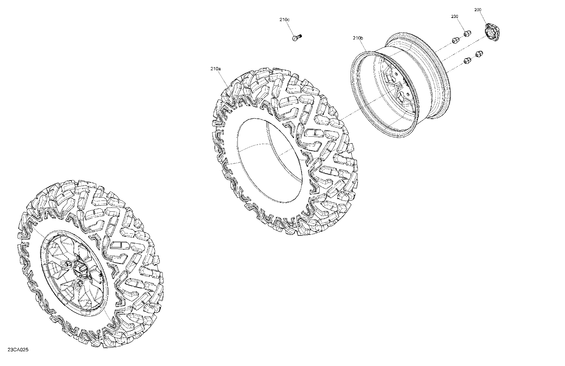 An Image of a Genuine Can-Am Parts Schematic Diagram showing the schematic - DRIVE - FRONT WHEELS