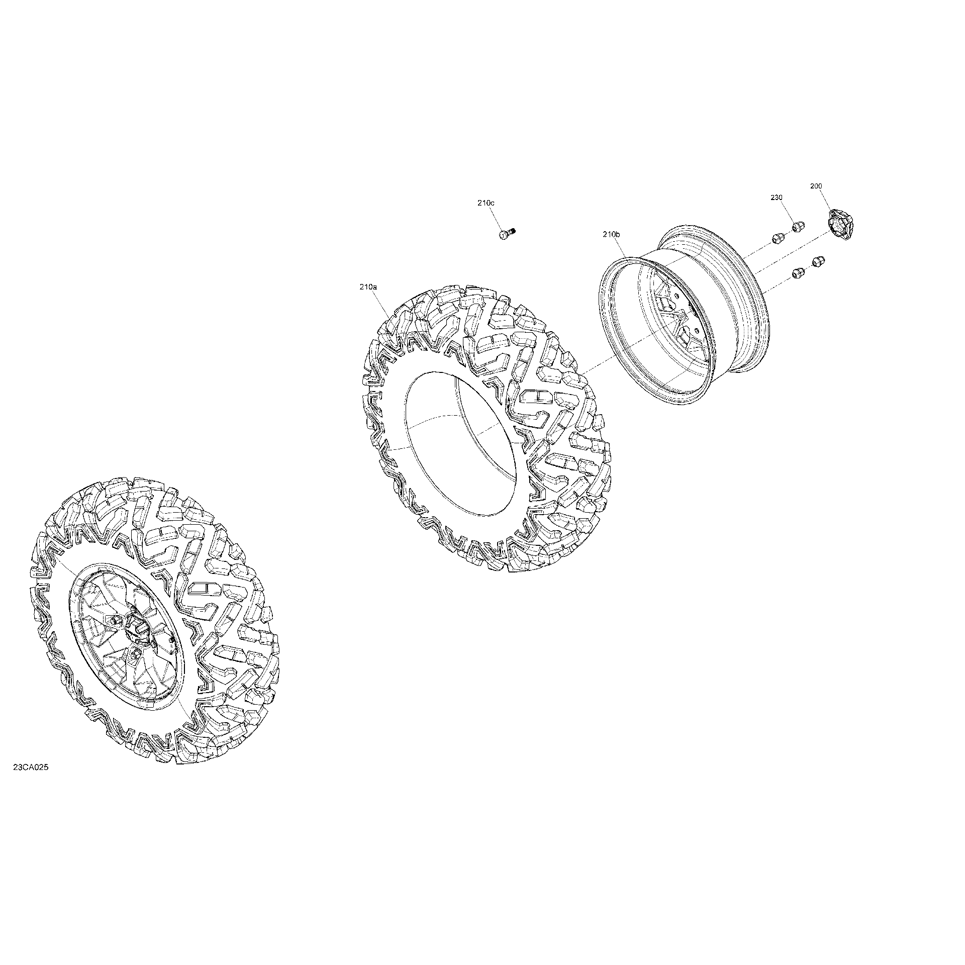 An Image of a Genuine Can-Am Parts Schematic Diagram showing the schematic - DRIVE - FRONT WHEELS