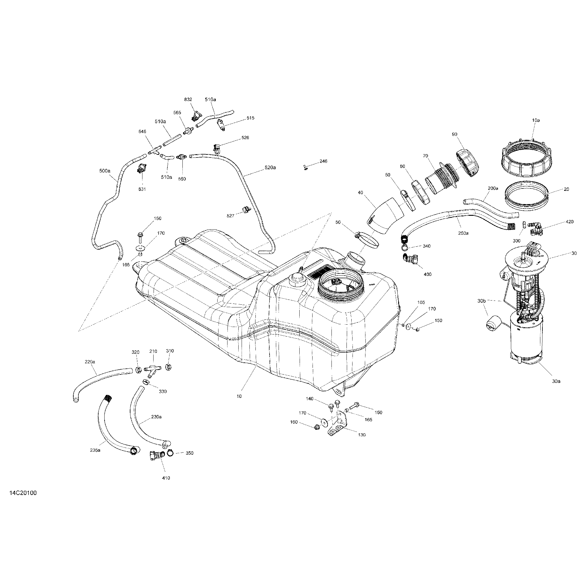 An Image of a Genuine Can-Am Parts Schematic Diagram showing the schematic - FUEL
