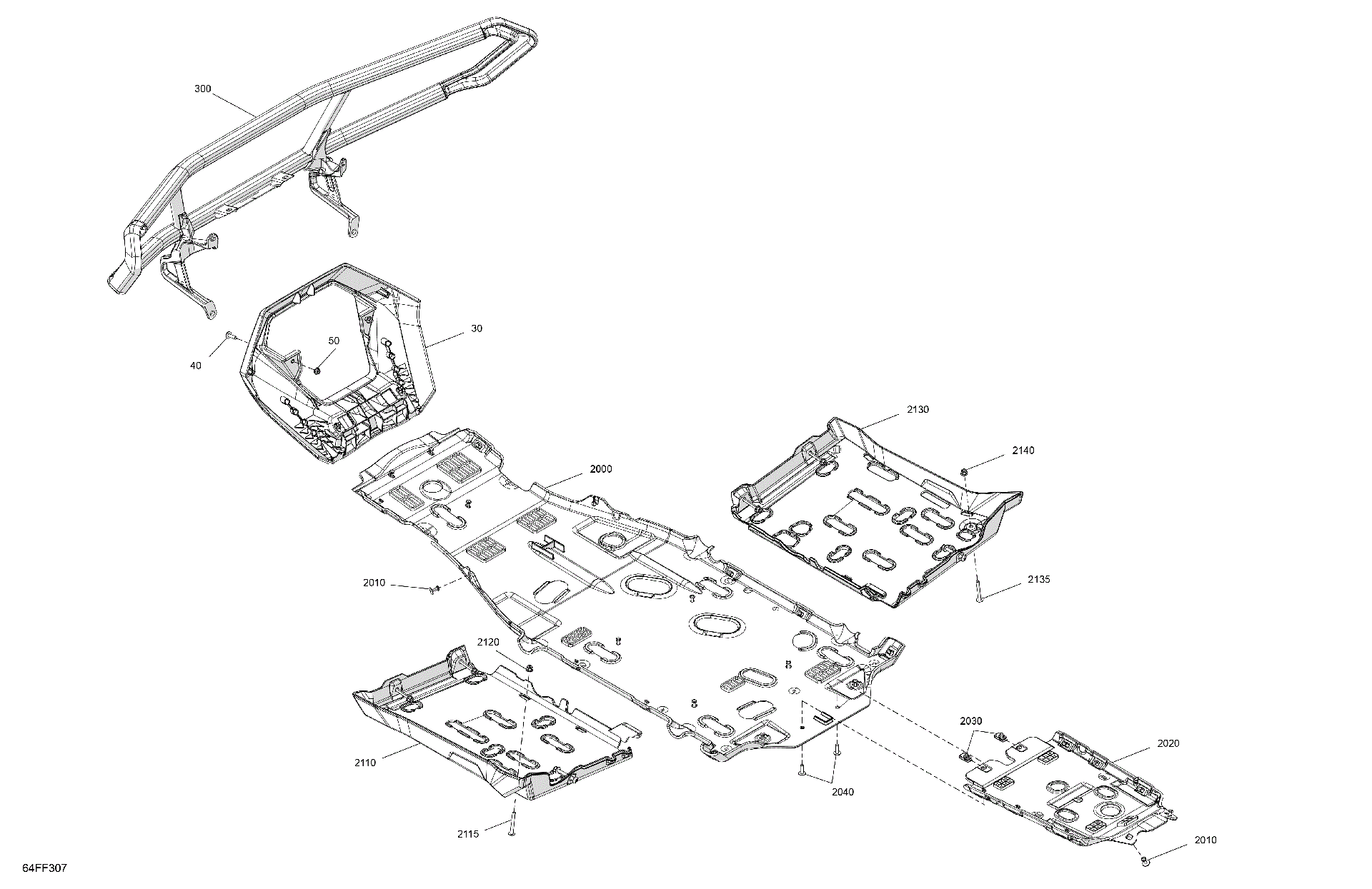 An Image of a Genuine Can-Am Parts Schematic Diagram showing the schematic - BODY - SKID PLATE AND BUMPER