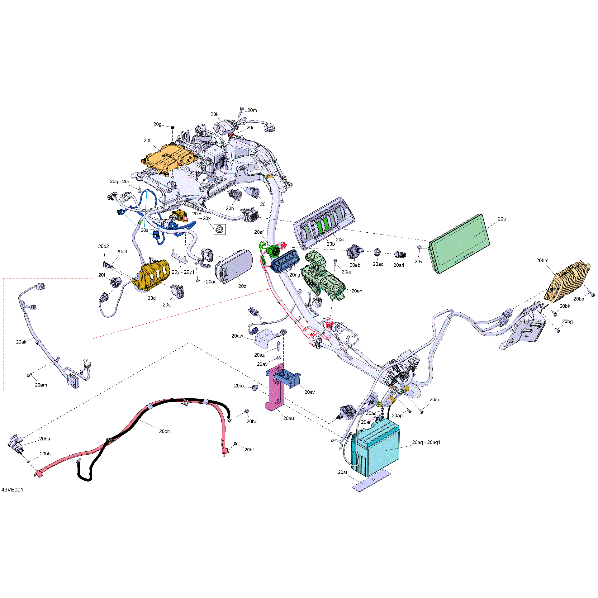 An Image of a Genuine Can-Am Parts Schematic Diagram showing the schematic - ELECTRIC - CENTRAL ELECTRIC