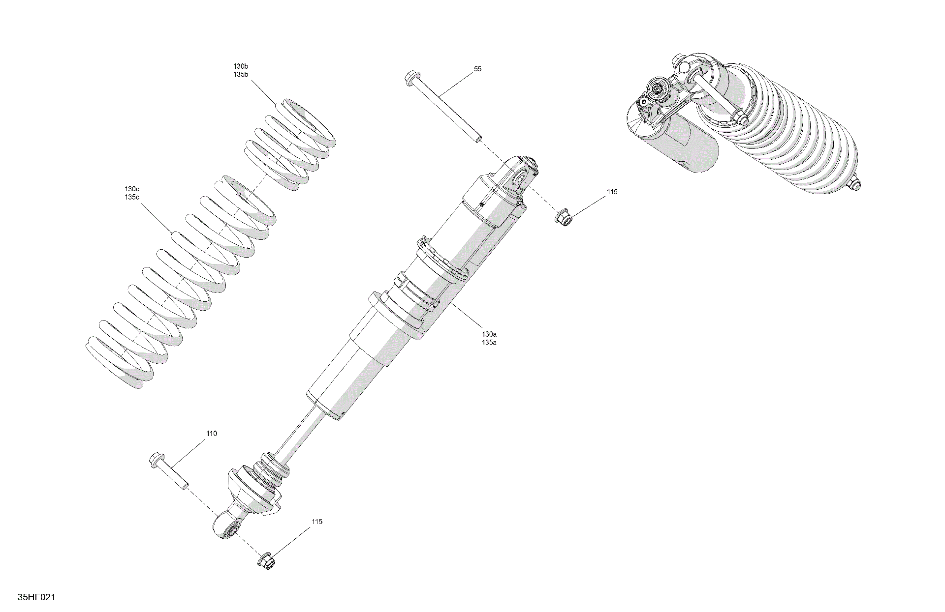 An Image of a Genuine Can-Am Parts Schematic Diagram showing the schematic - SUSPENSION - FRONT SHOCKS