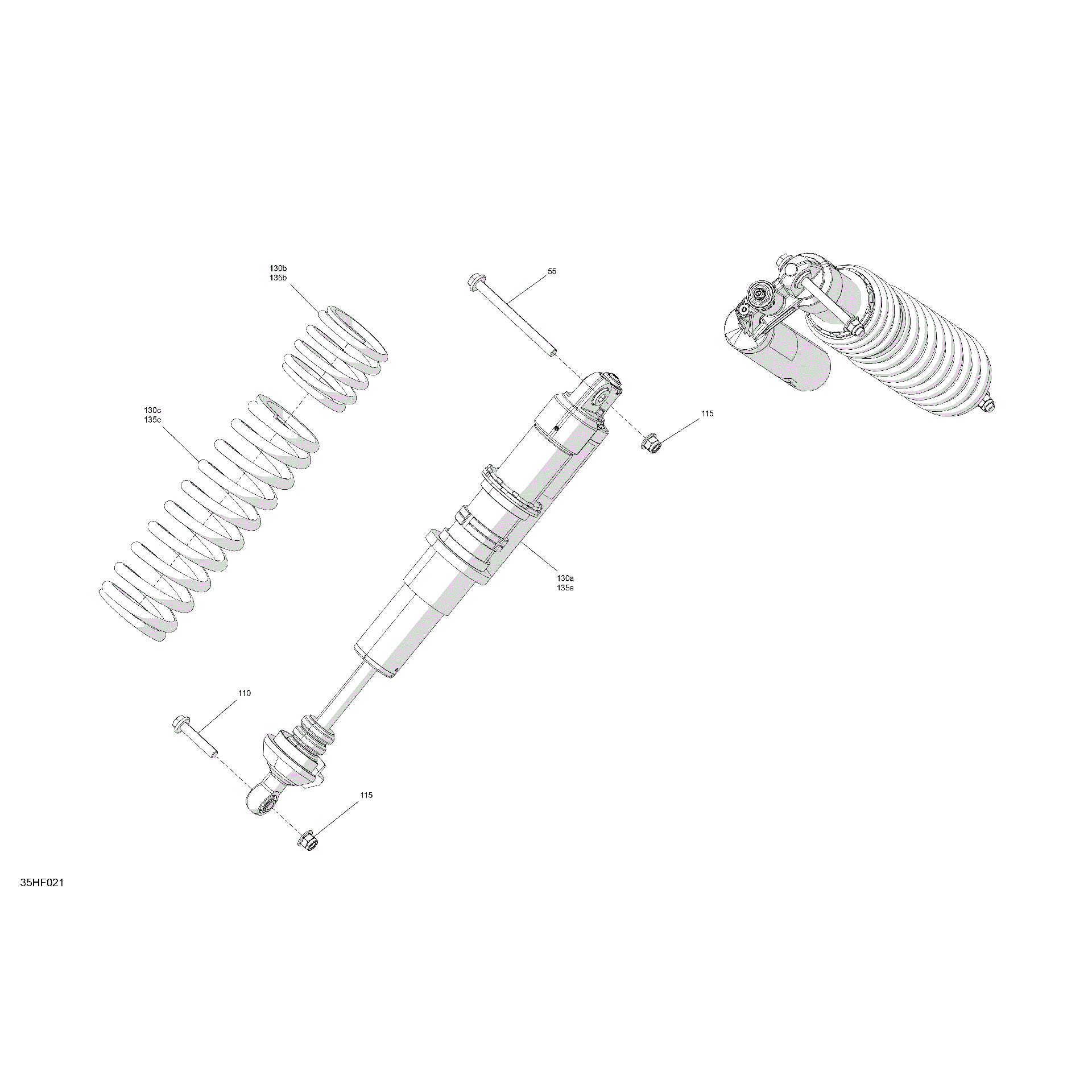 An Image of a Genuine Can-Am Parts Schematic Diagram showing the schematic - SUSPENSION - FRONT SHOCKS