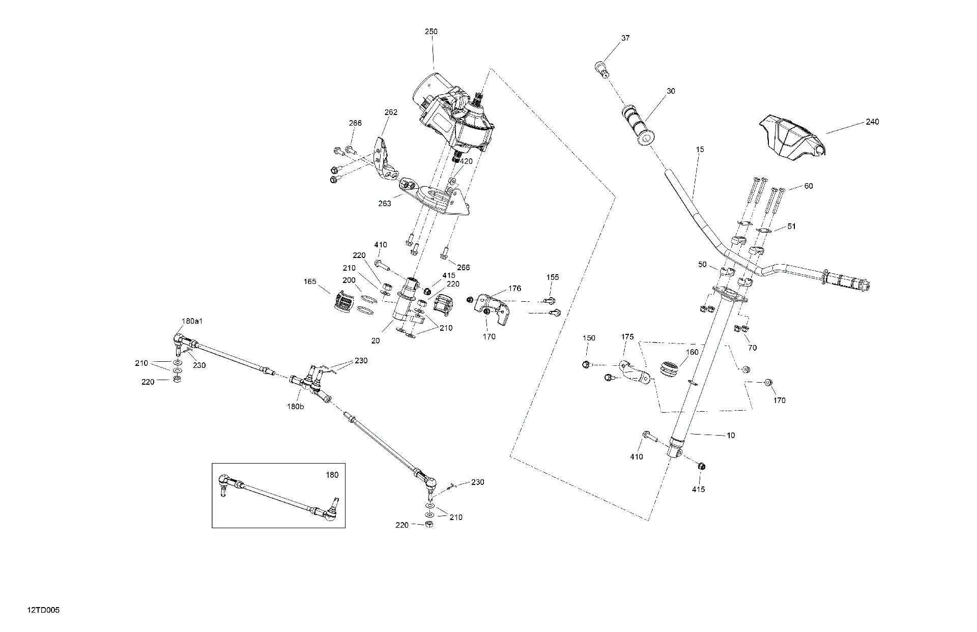 An Image of a Genuine Can-Am Parts Schematic Diagram showing the schematic - MECHANIC - STEERING