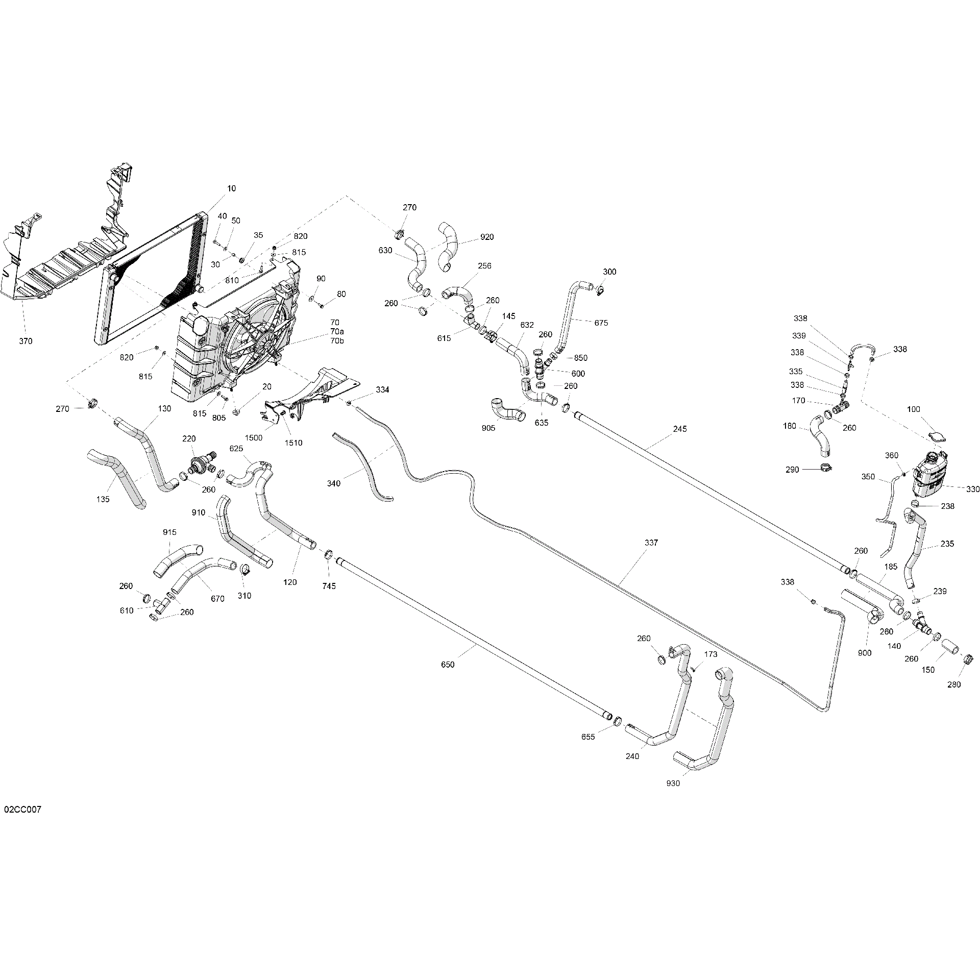 An Image of a Genuine Can-Am Parts Schematic Diagram showing the schematic - ENGINE - COOLING