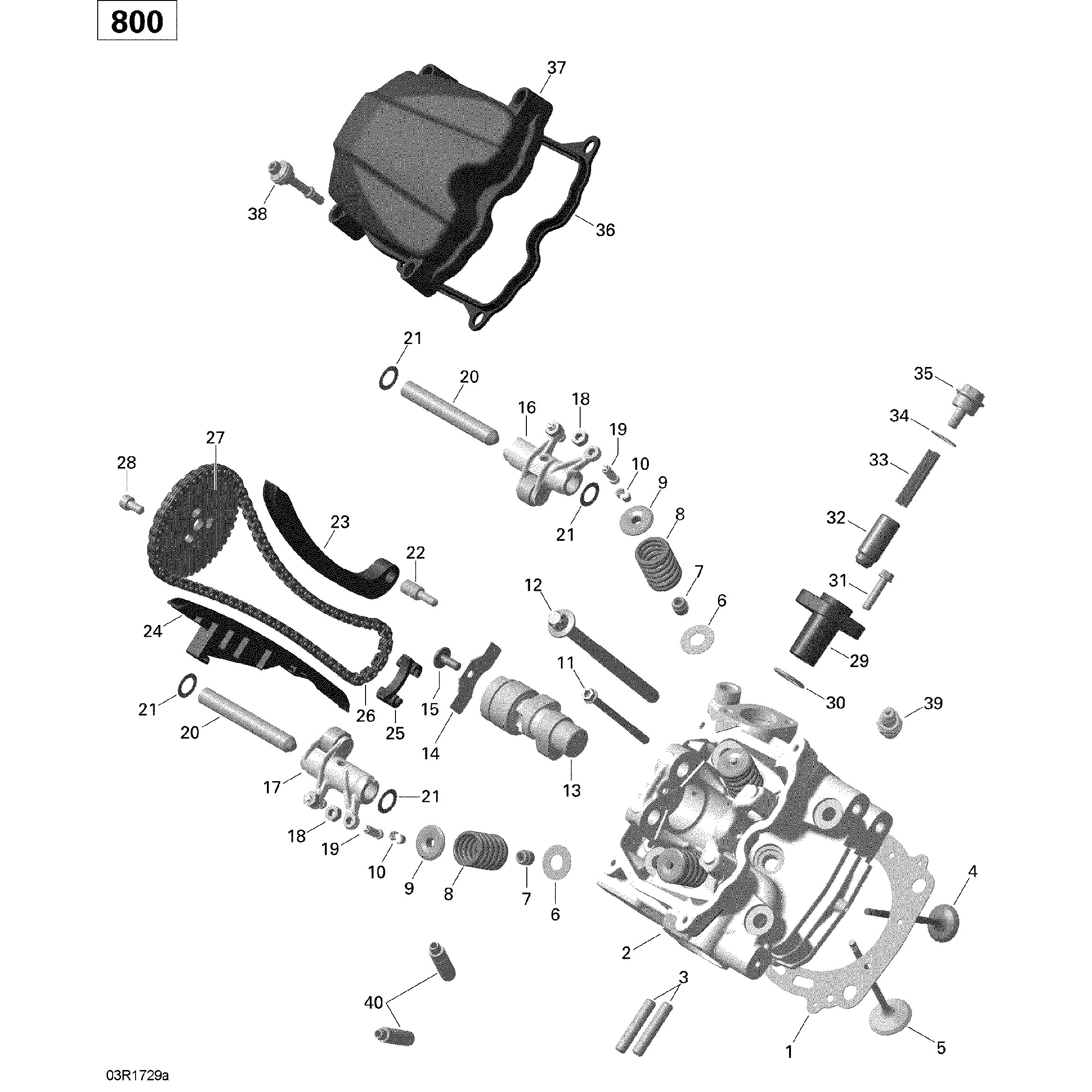 An Image of a Genuine Can-Am Parts Schematic Diagram showing the schematic - CYLINDER HEAD FRONT - 800R EFI