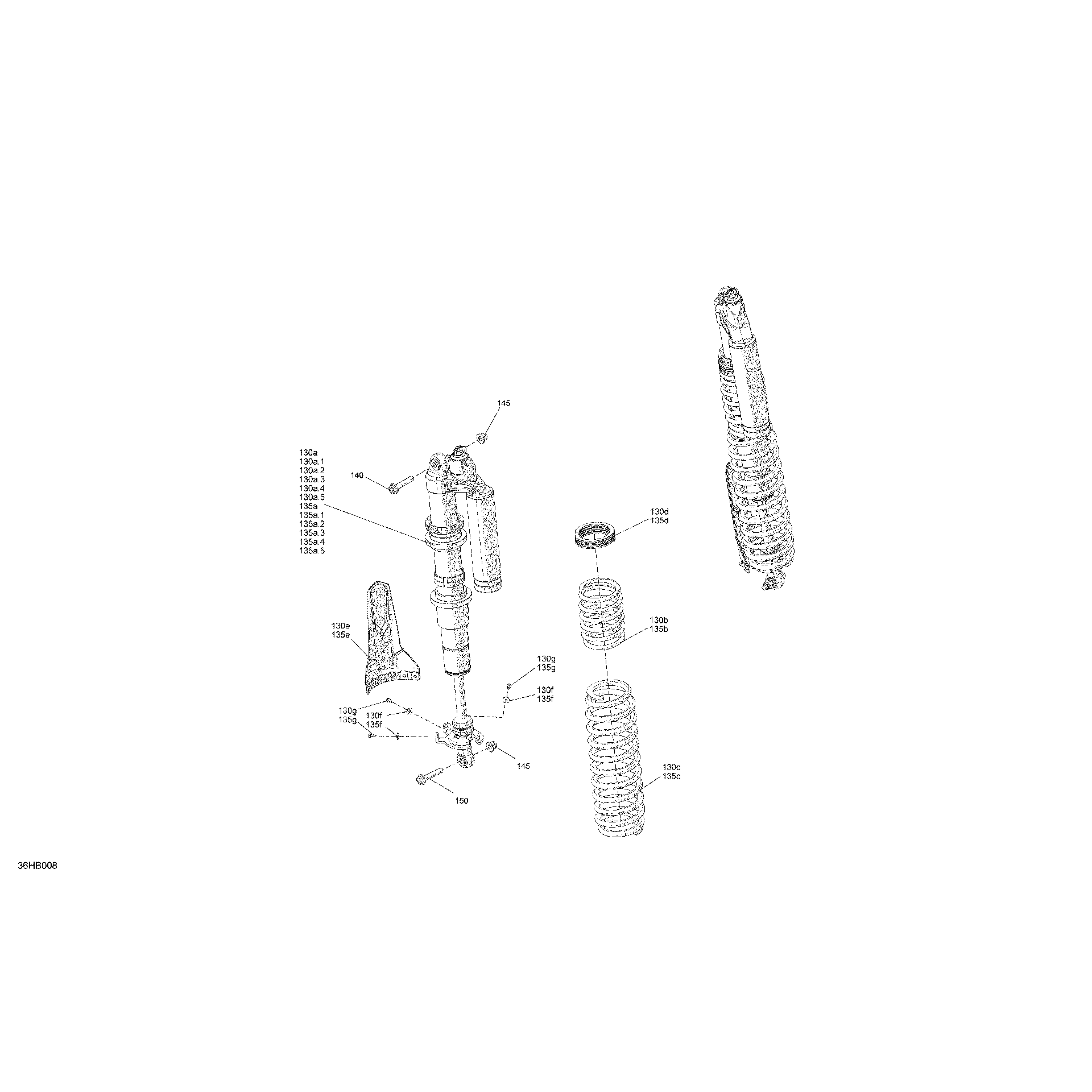 An Image of a Genuine Can-Am Parts Schematic Diagram showing the schematic - SUSPENSION - REAR SHOCKS - 64 INCHES WIDTH