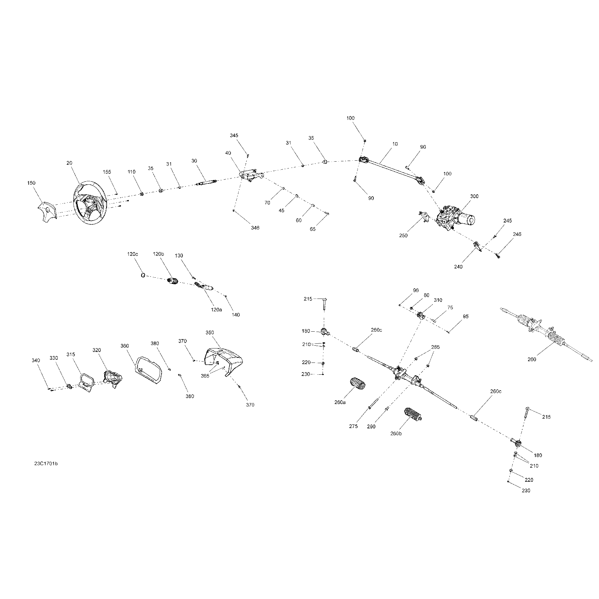 An Image of a Genuine Can-Am Parts Schematic Diagram showing the schematic - STEERING - EXCEPT PACKAGE STD