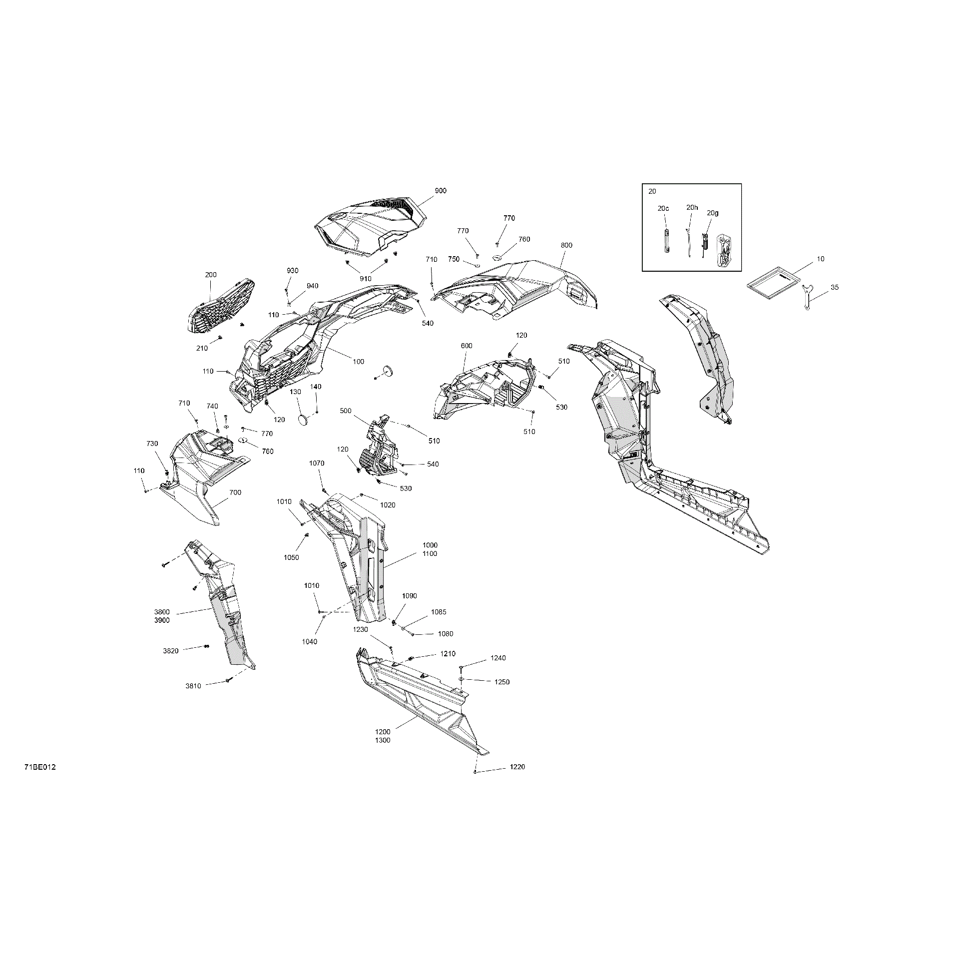 An Image of a Genuine Can-Am Parts Schematic Diagram showing the schematic - BODY - FRONT SECTION