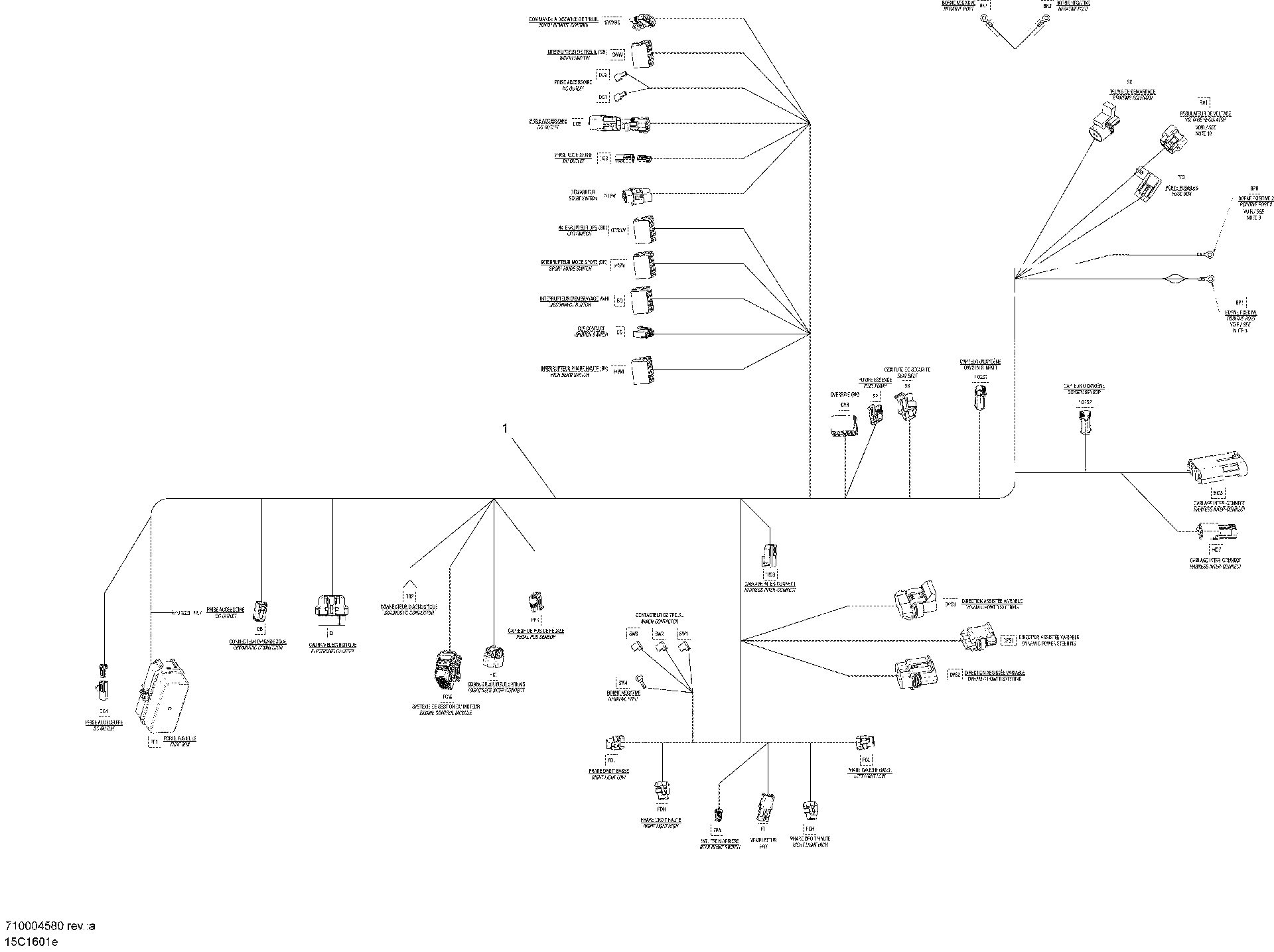 An Image of a Genuine Can-Am Parts Schematic Diagram showing the schematic - ELECTRICAL HARNESS - MAX