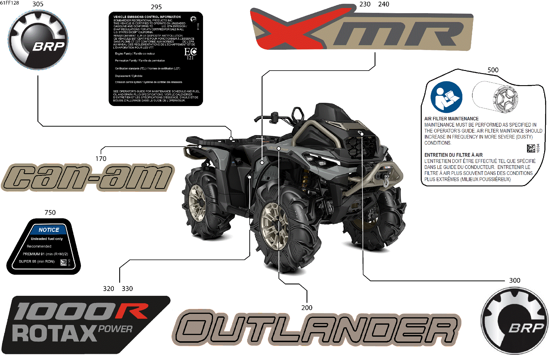 An Image of a Genuine Can-Am Parts Schematic Diagram showing the schematic - BODY - FEATURE DECALS