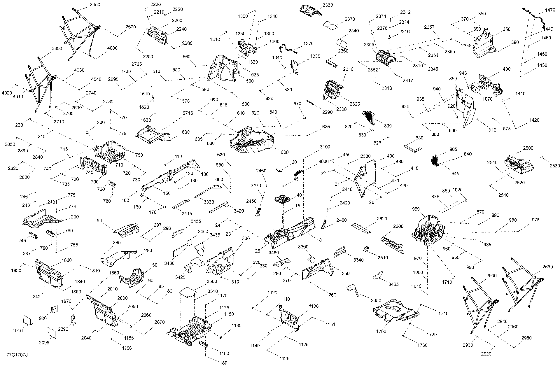 An Image of a Genuine Can-Am Parts Schematic Diagram showing the schematic - CAB INTERIOR - PACKAGE X MR