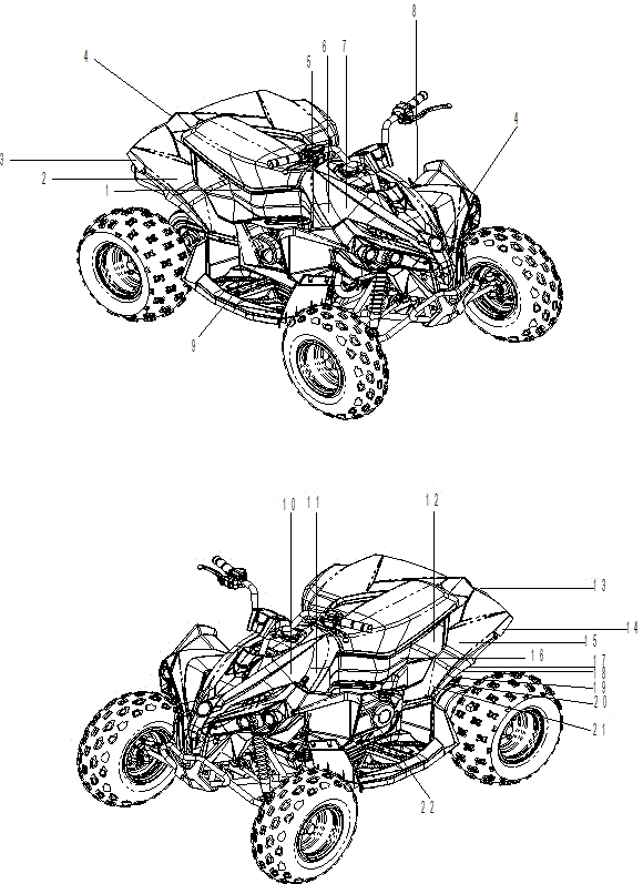 An Image of a Genuine Can-Am Parts Schematic Diagram showing the schematic - BODY - DECAL 110 CATALYST GREY