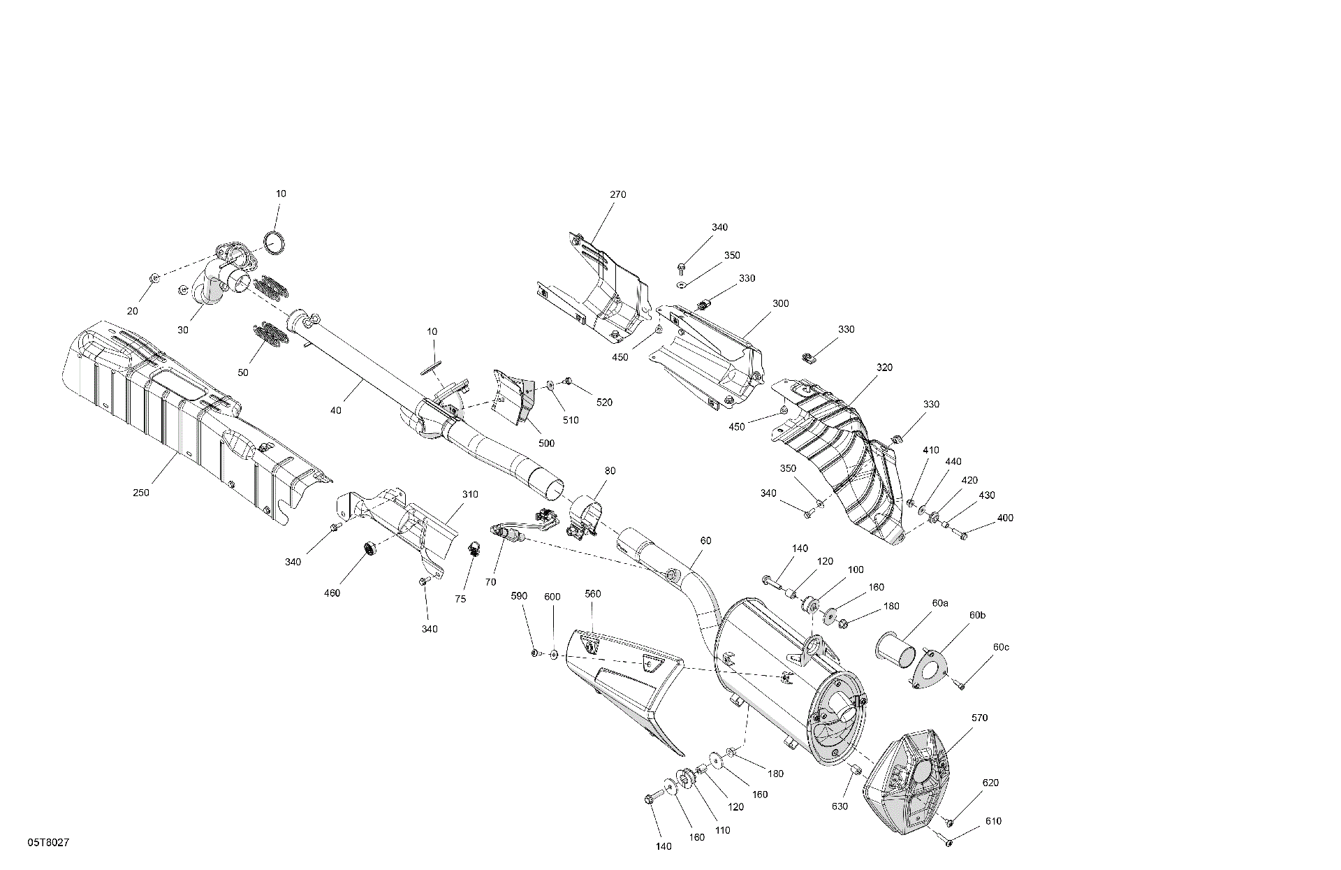 An Image of a Genuine Can-Am Parts Schematic Diagram showing the schematic - ENGINE - EXHAUST