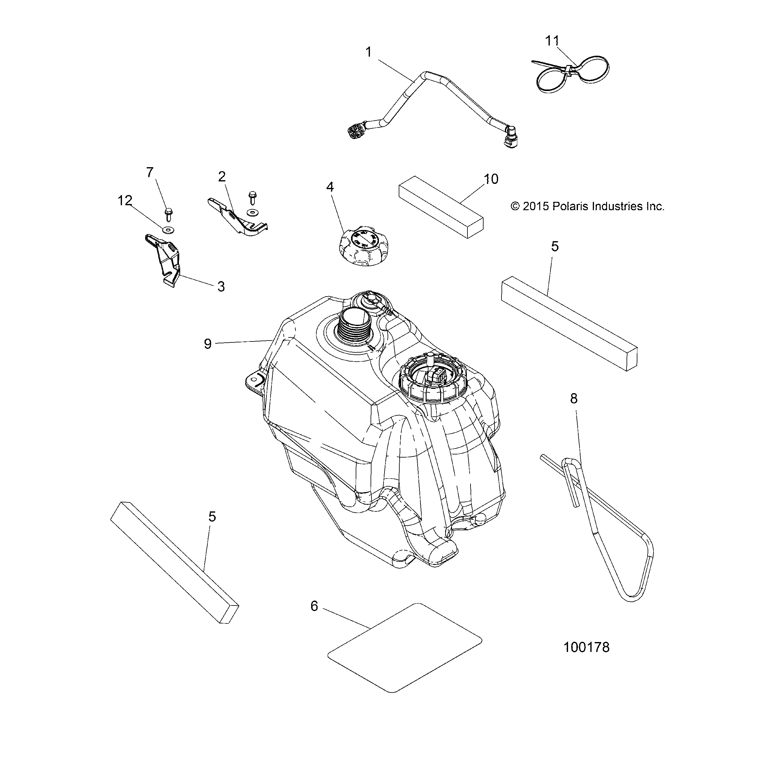 An Image of a Genuine Polaris Parts Schematic Diagram showing the schematic - BODY: FUEL TANK ASM. - 2016 POLARIS SPORTSMAN TOURING 570 EFI/EPS