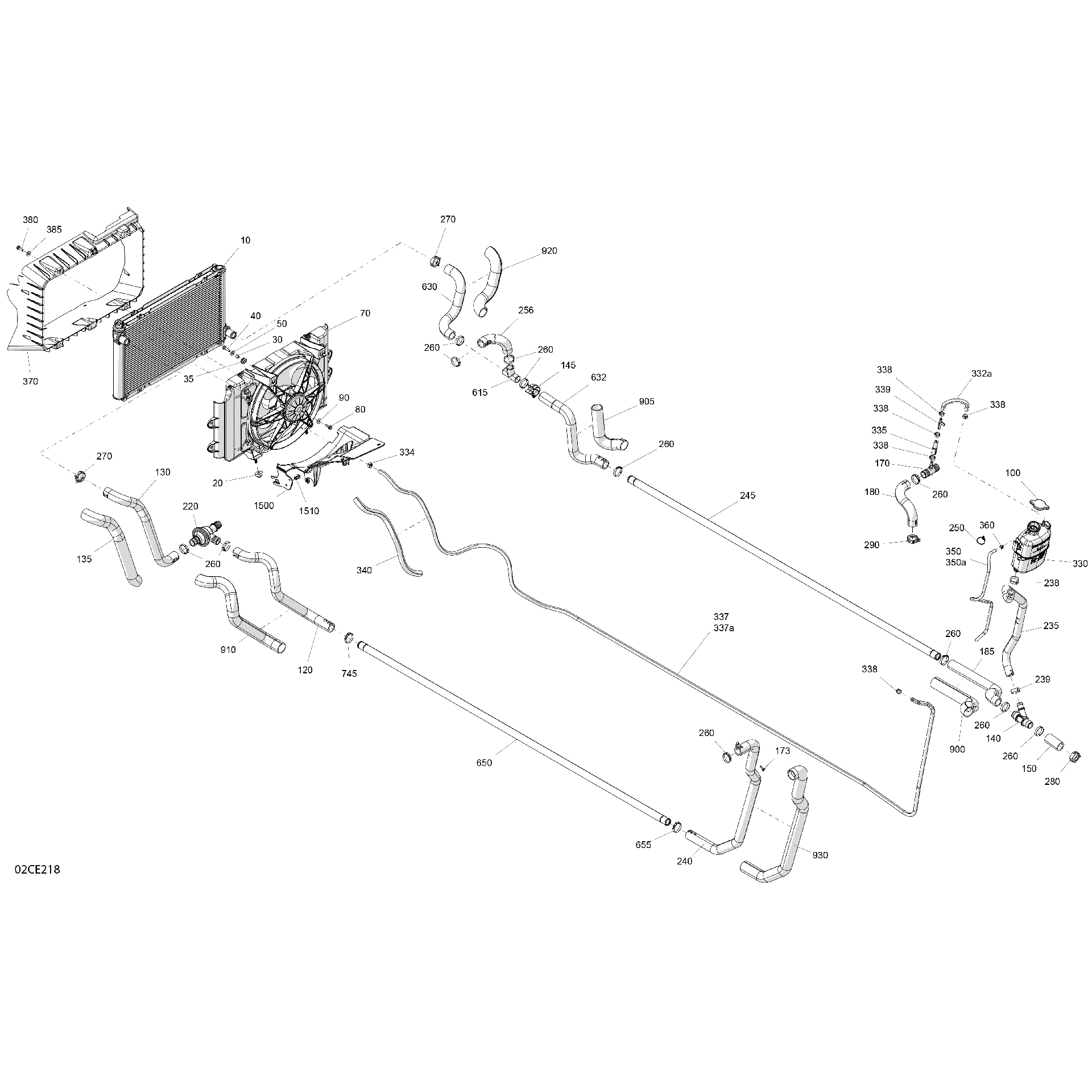 An Image of a Genuine Can-Am Parts Schematic Diagram showing the schematic - ENGINE - COOLING