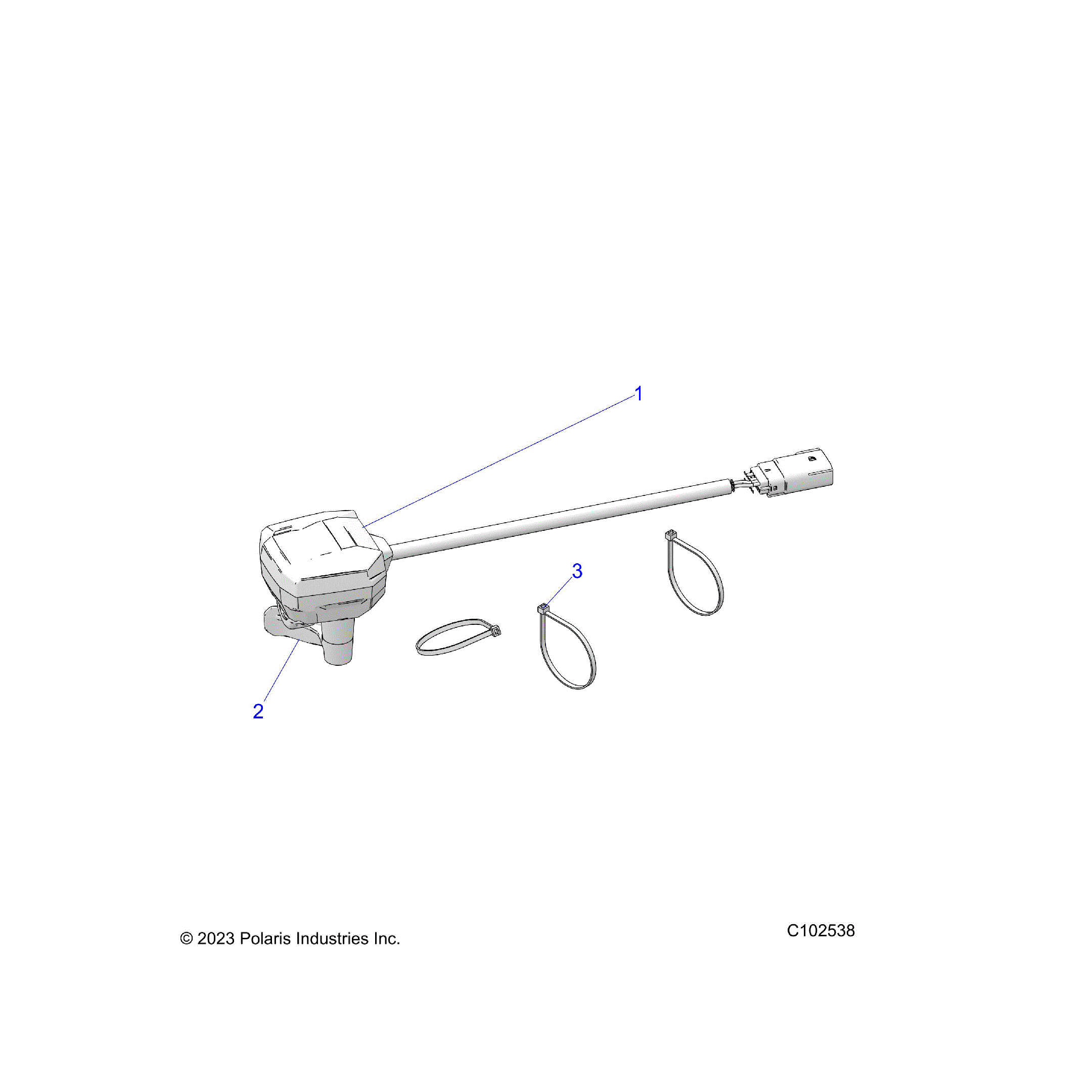 An Image of a Genuine Polaris Parts Schematic Diagram showing the schematic - STEERING: CONTROLS THROTTLE ASM. and CABLE - 2025 POLARIS SPORTSMAN TOURING 570 X2 EPS