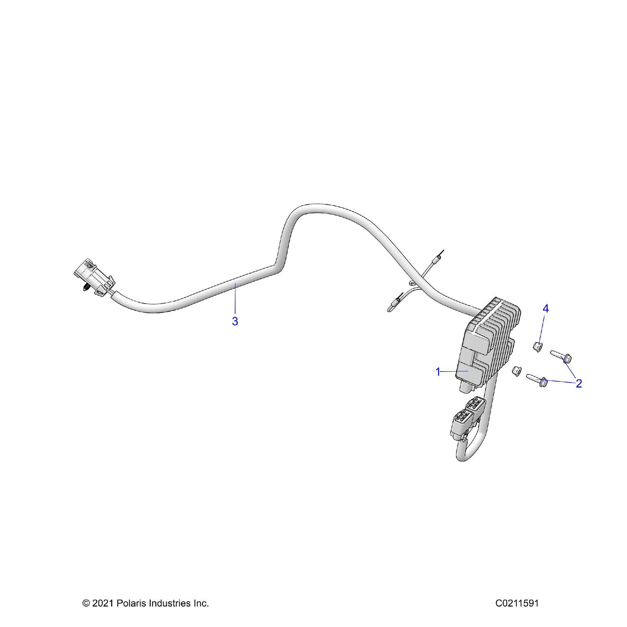 An Image of a Genuine Polaris Parts Schematic Diagram showing the schematic - ELECTRICAL: VOLTAGE REGULATOR AND MOUNTING - 2026 POLARIS SPORTSMAN TOURING 850 48"