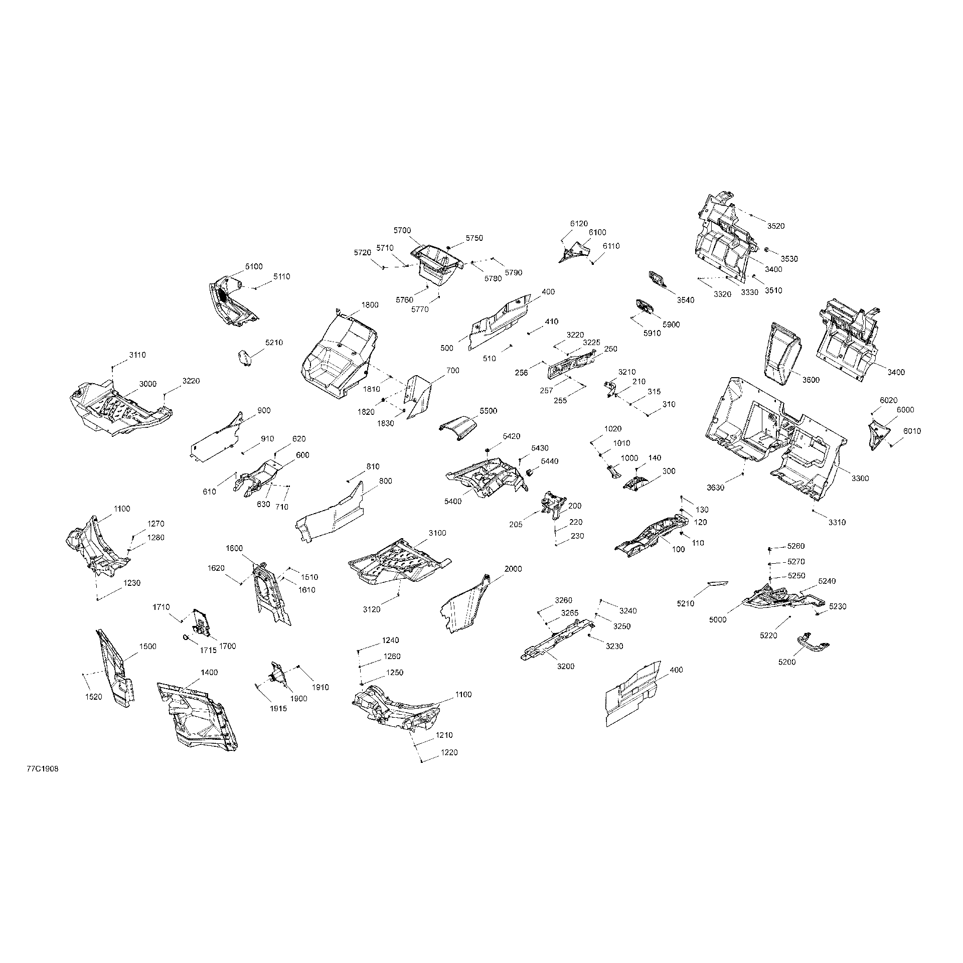An Image of a Genuine Can-Am Parts Schematic Diagram showing the schematic - CAB INTERIOR MAVERICK - NORTH AMERICA