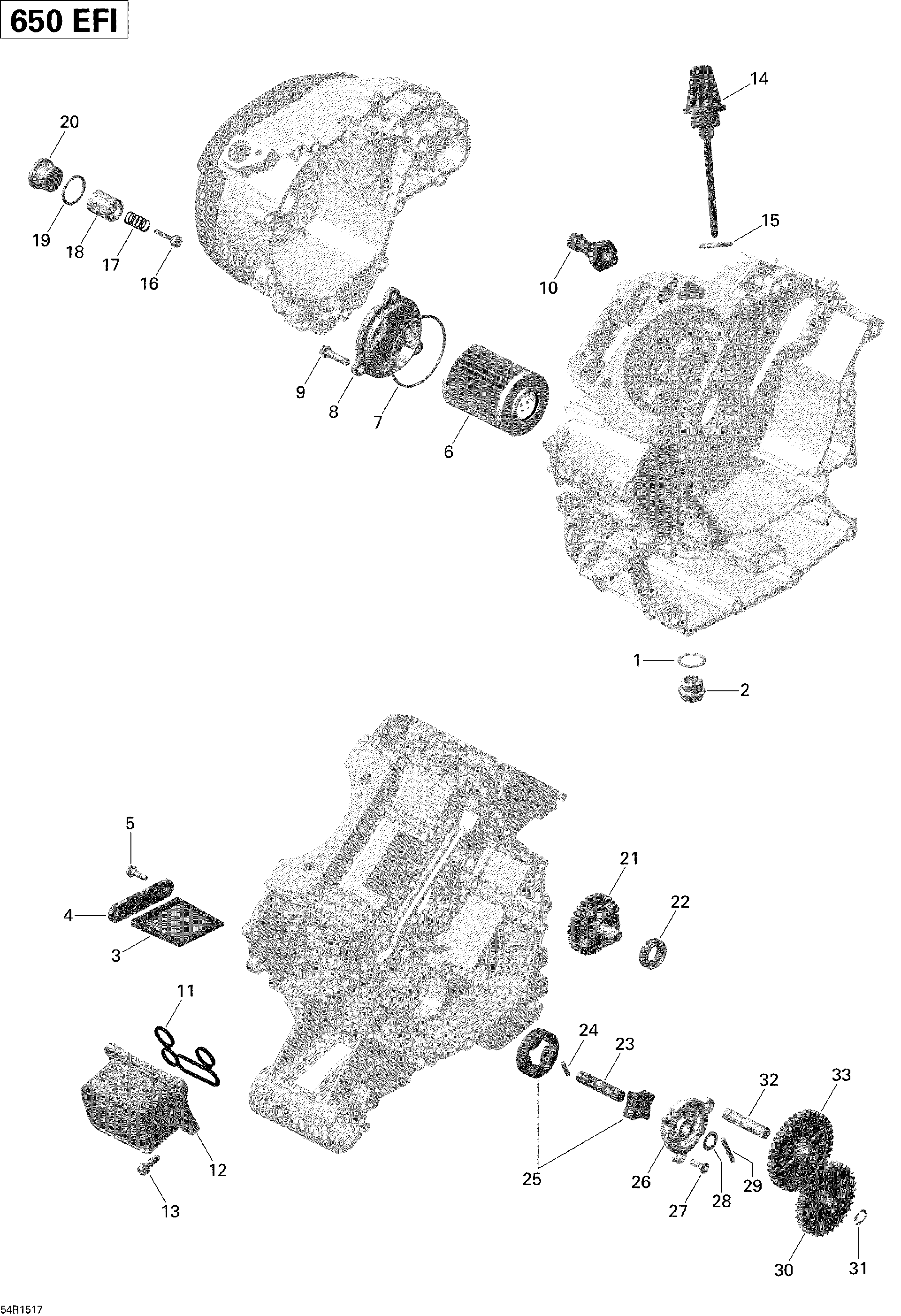 An Image of a Genuine Can-Am Parts Schematic Diagram showing the schematic - ENGINE LUBRICATION _54R1517