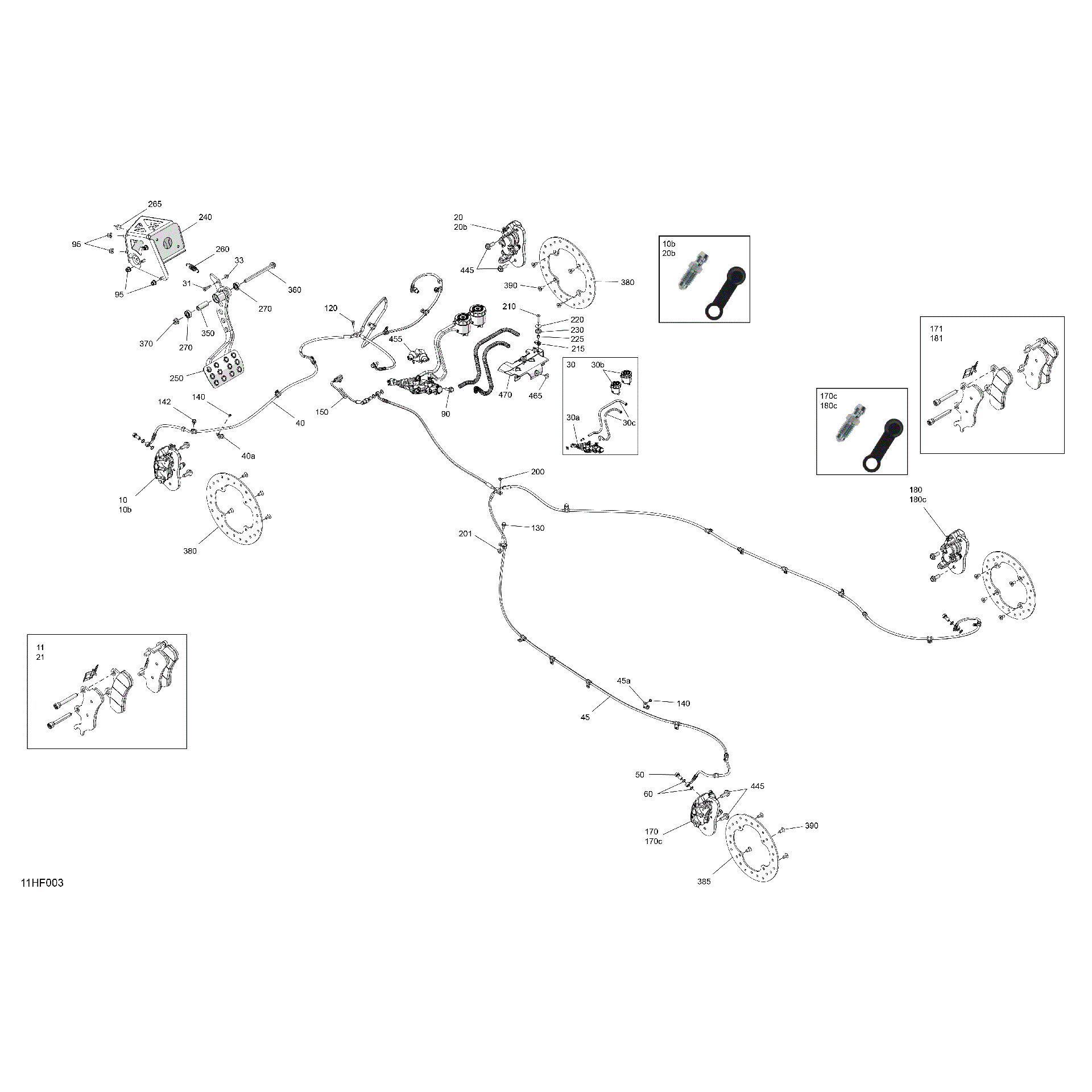 An Image of a Genuine Can-Am Parts Schematic Diagram showing the schematic - MECHANIC - BRAKE SYSTEM