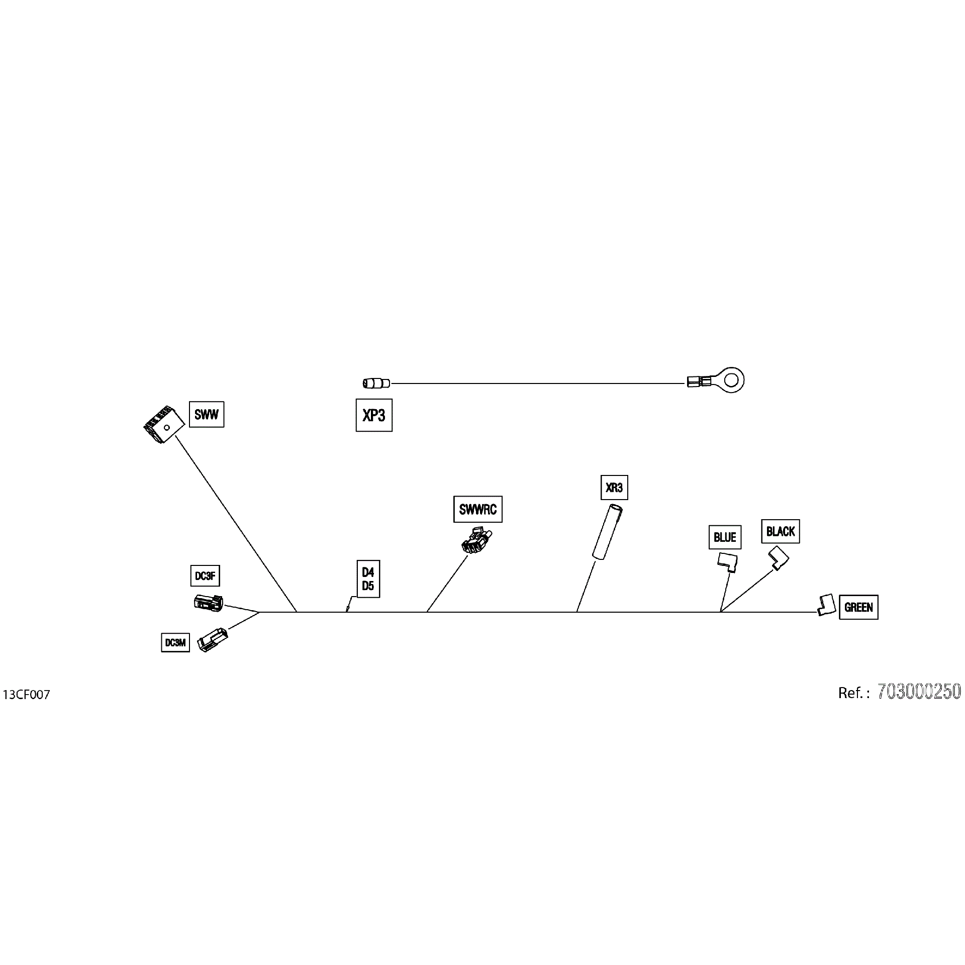 An Image of a Genuine Can-Am Parts Schematic Diagram showing the schematic - ELECTRIC - WINCH WIRING HARNESS - 710006654