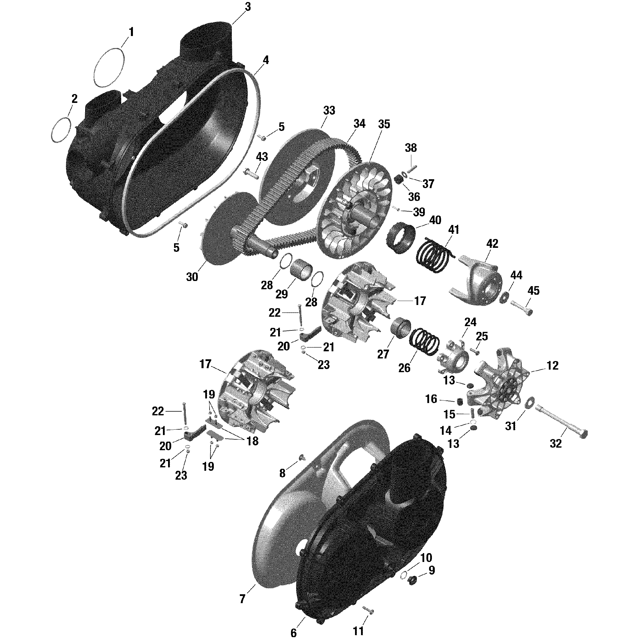 An Image of a Genuine Can-Am Parts Schematic Diagram showing the schematic - TRANSMISSION