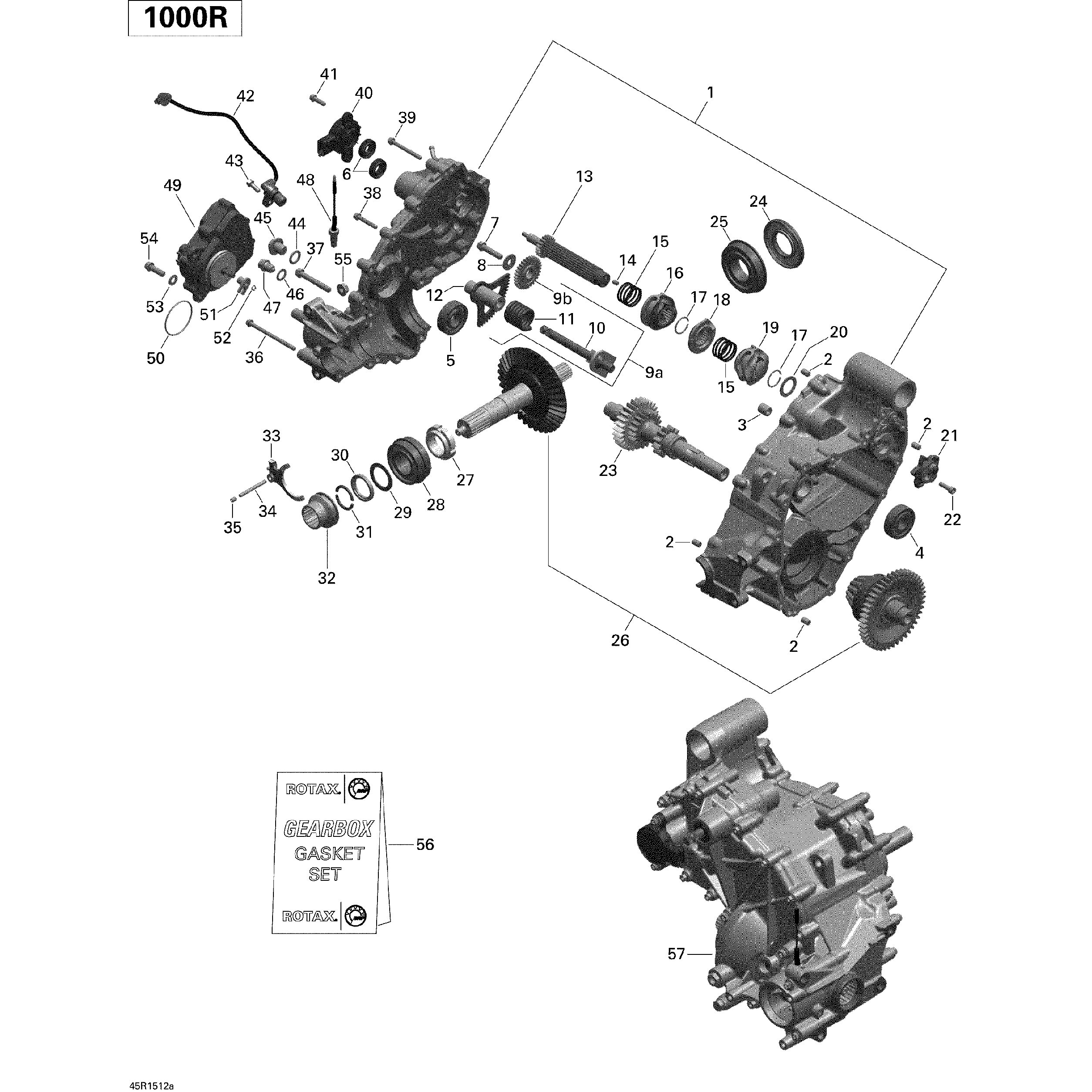 An Image of a Genuine Can-Am Parts Schematic Diagram showing the schematic - GEAR BOX 1_45R1512A