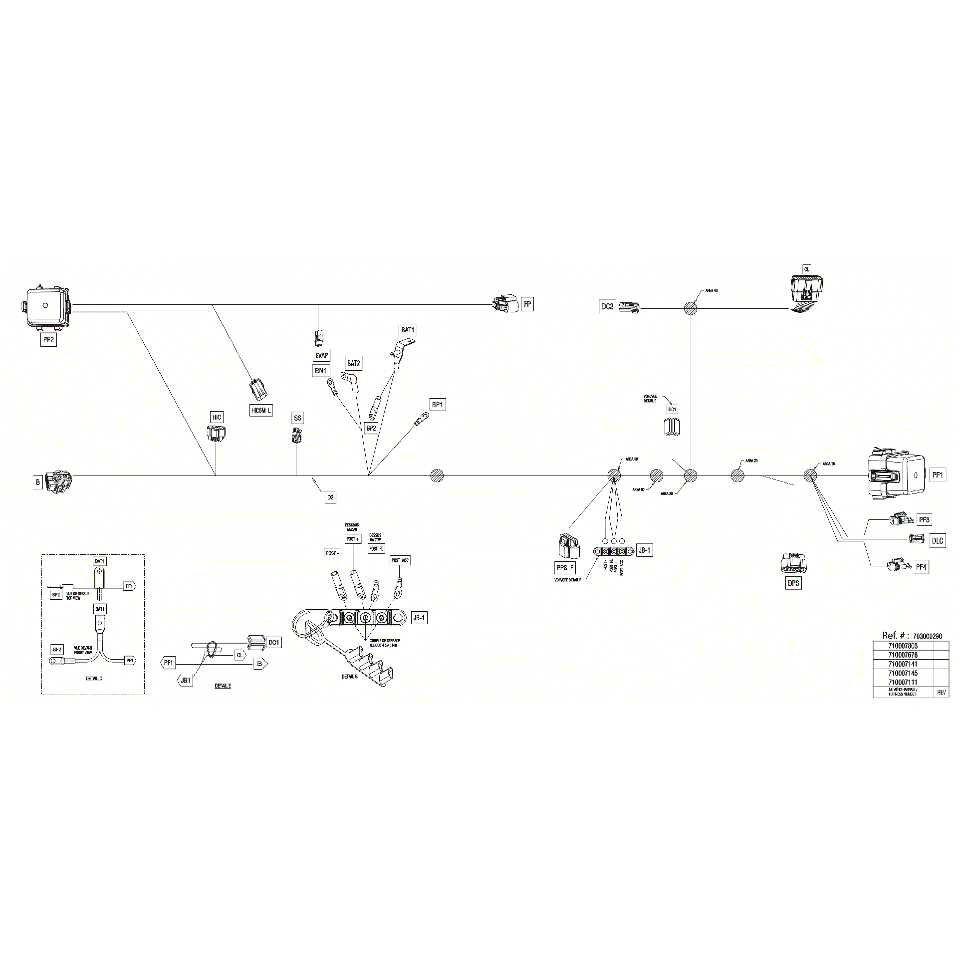 An Image of a Genuine Can-Am Parts Schematic Diagram showing the schematic - ELECTRIC - MAIN HARNESS - 710008815