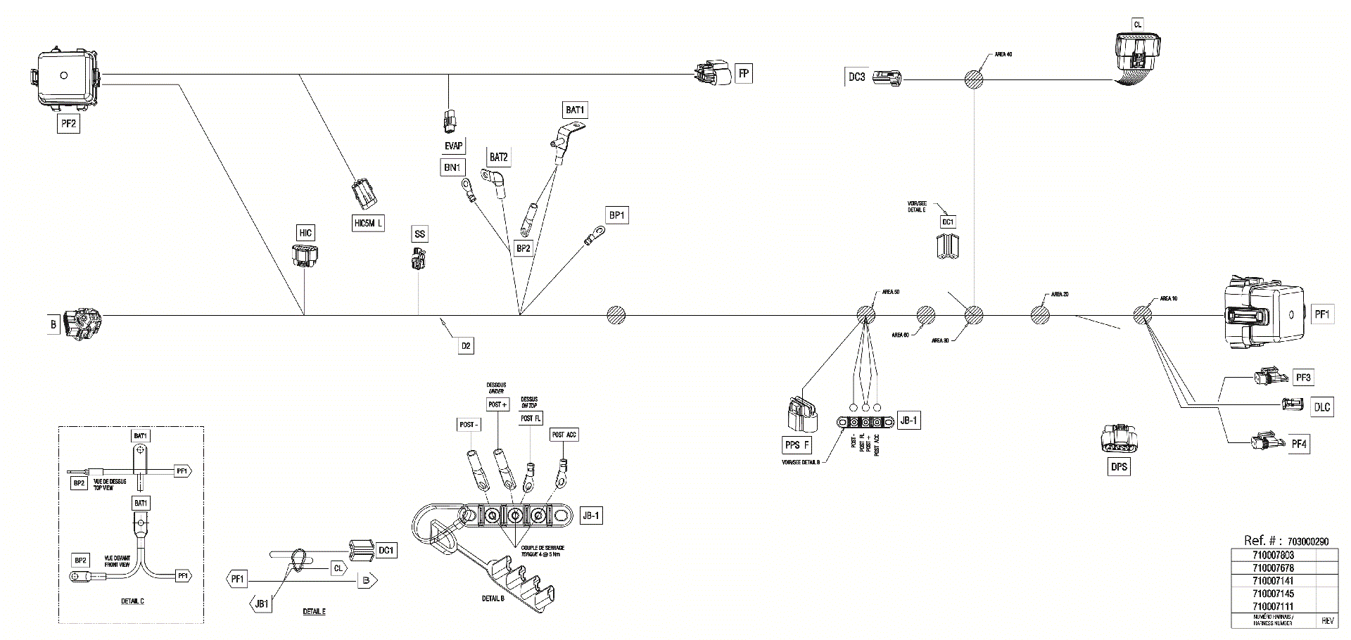 An Image of a Genuine Can-Am Parts Schematic Diagram showing the schematic - ELECTRIC - MAIN HARNESS - 710008815