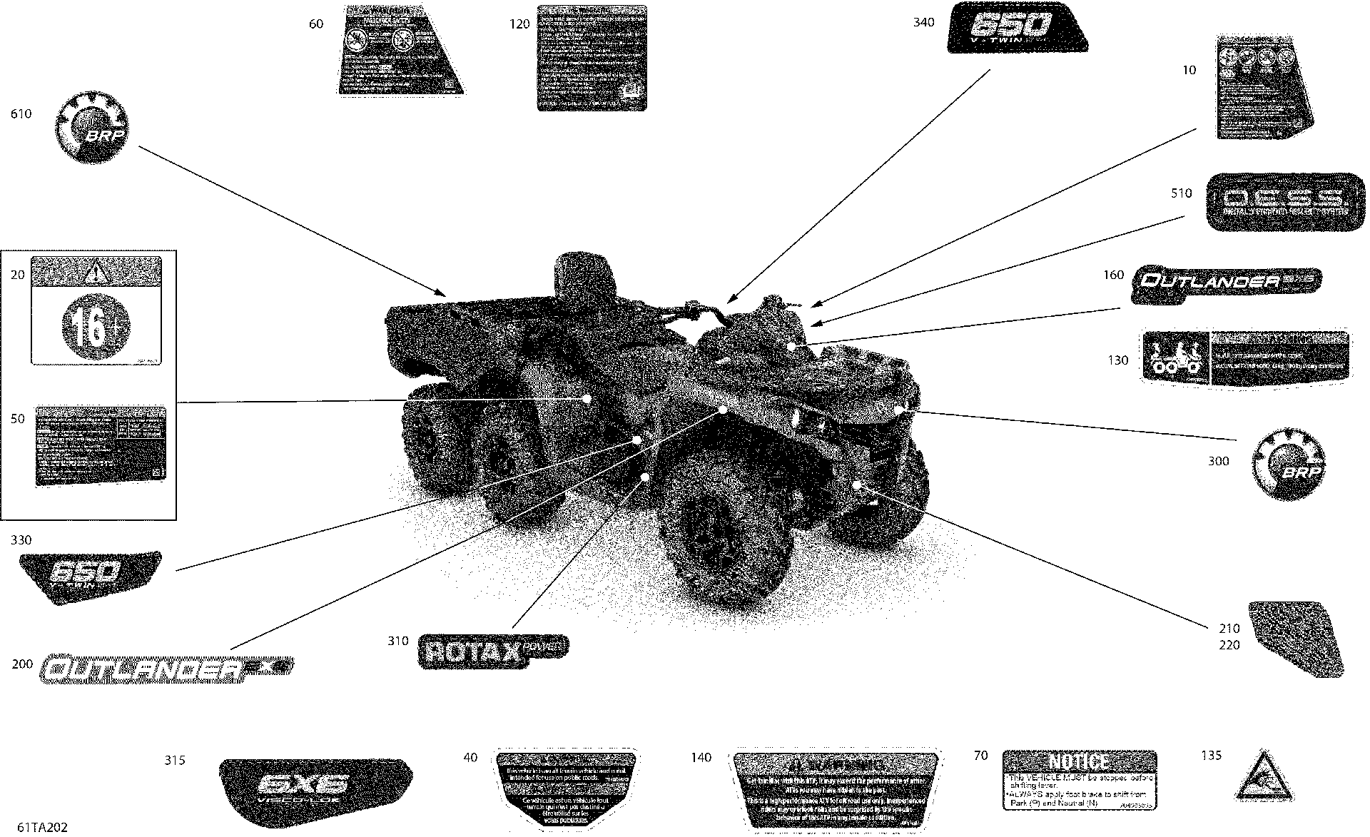 An Image of a Genuine Can-Am Parts Schematic Diagram showing the schematic - BODY - DECALS