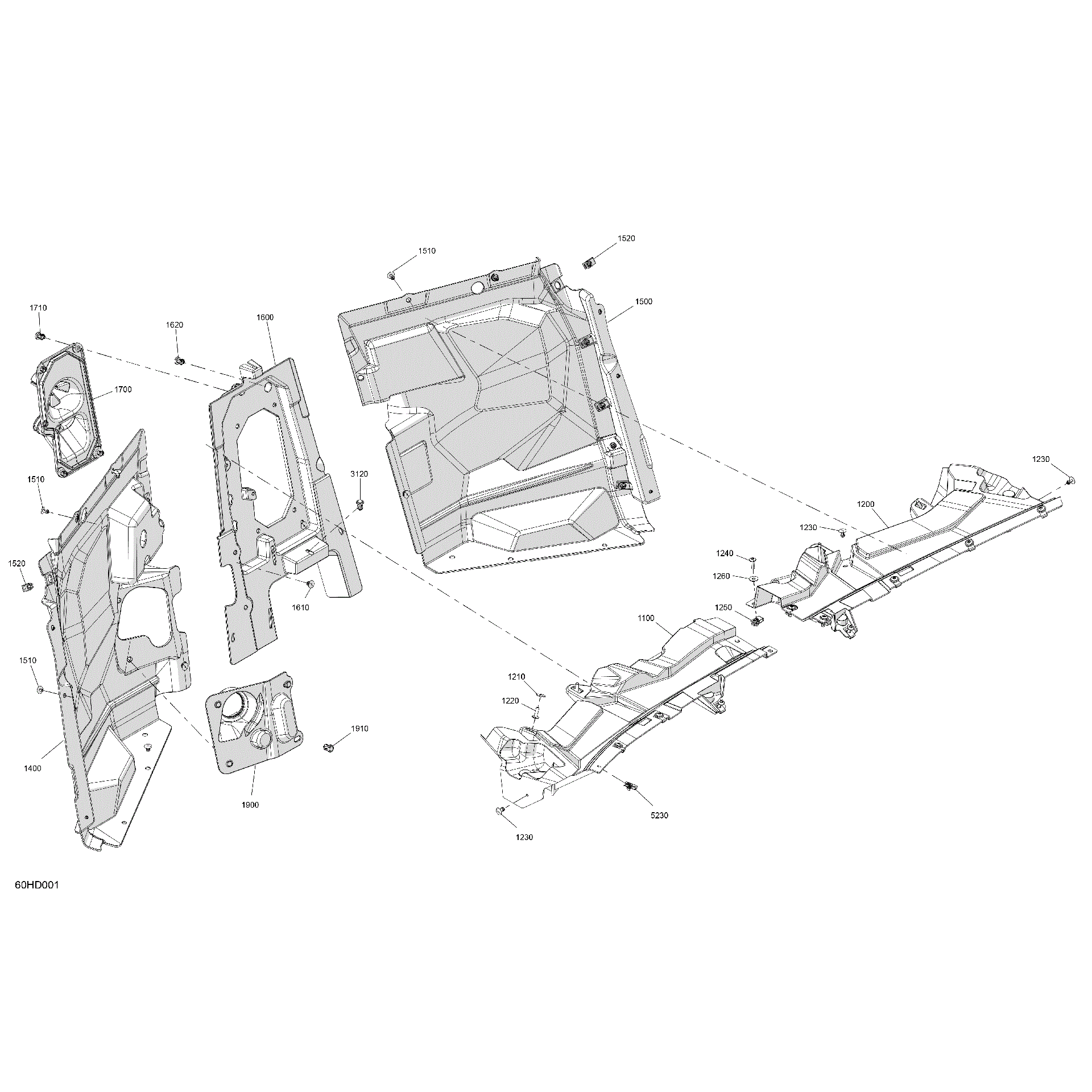 An Image of a Genuine Can-Am Parts Schematic Diagram showing the schematic - CAB INTERIOR - FIREWALL