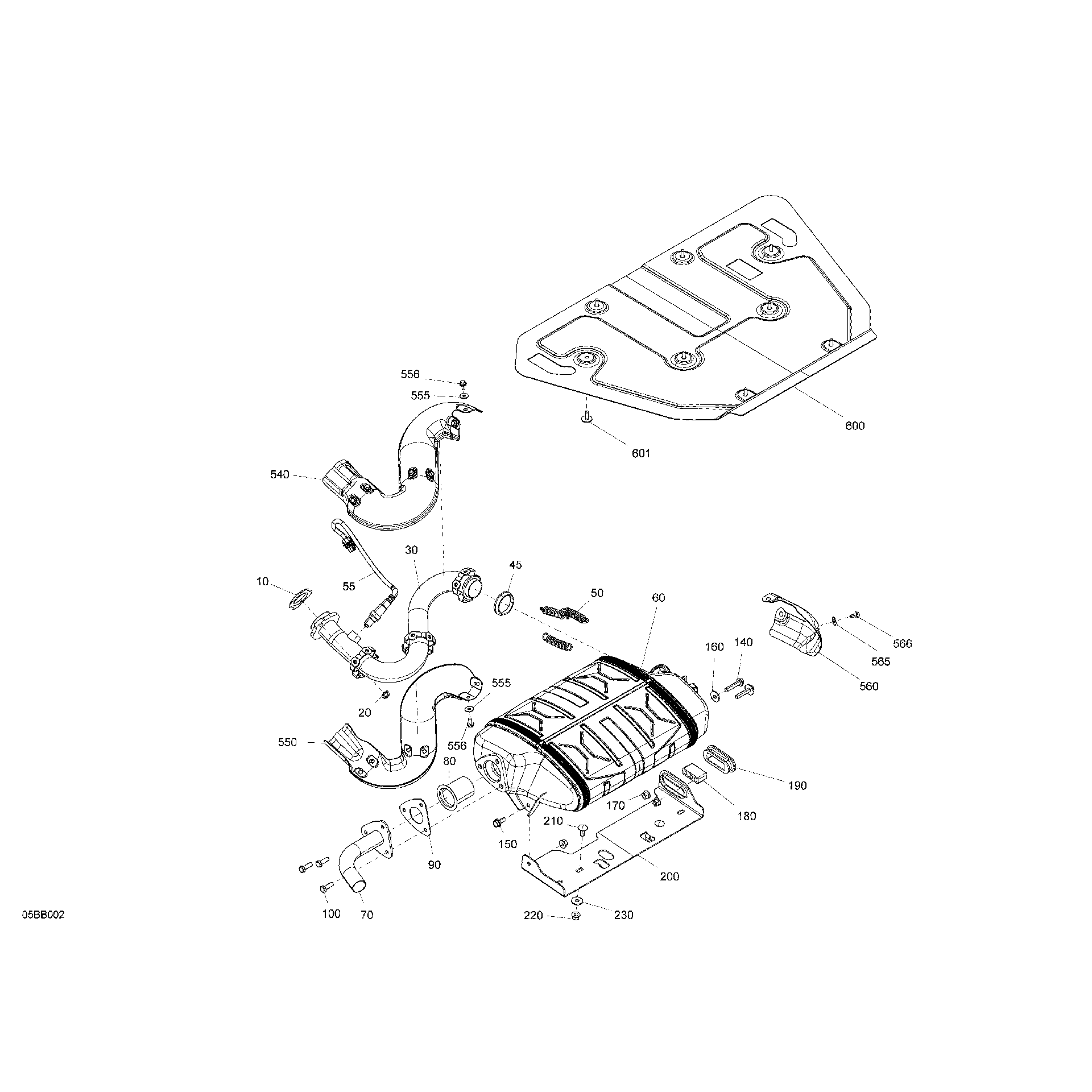 An Image of a Genuine Can-Am Parts Schematic Diagram showing the schematic - ENGINE - EXHAUST