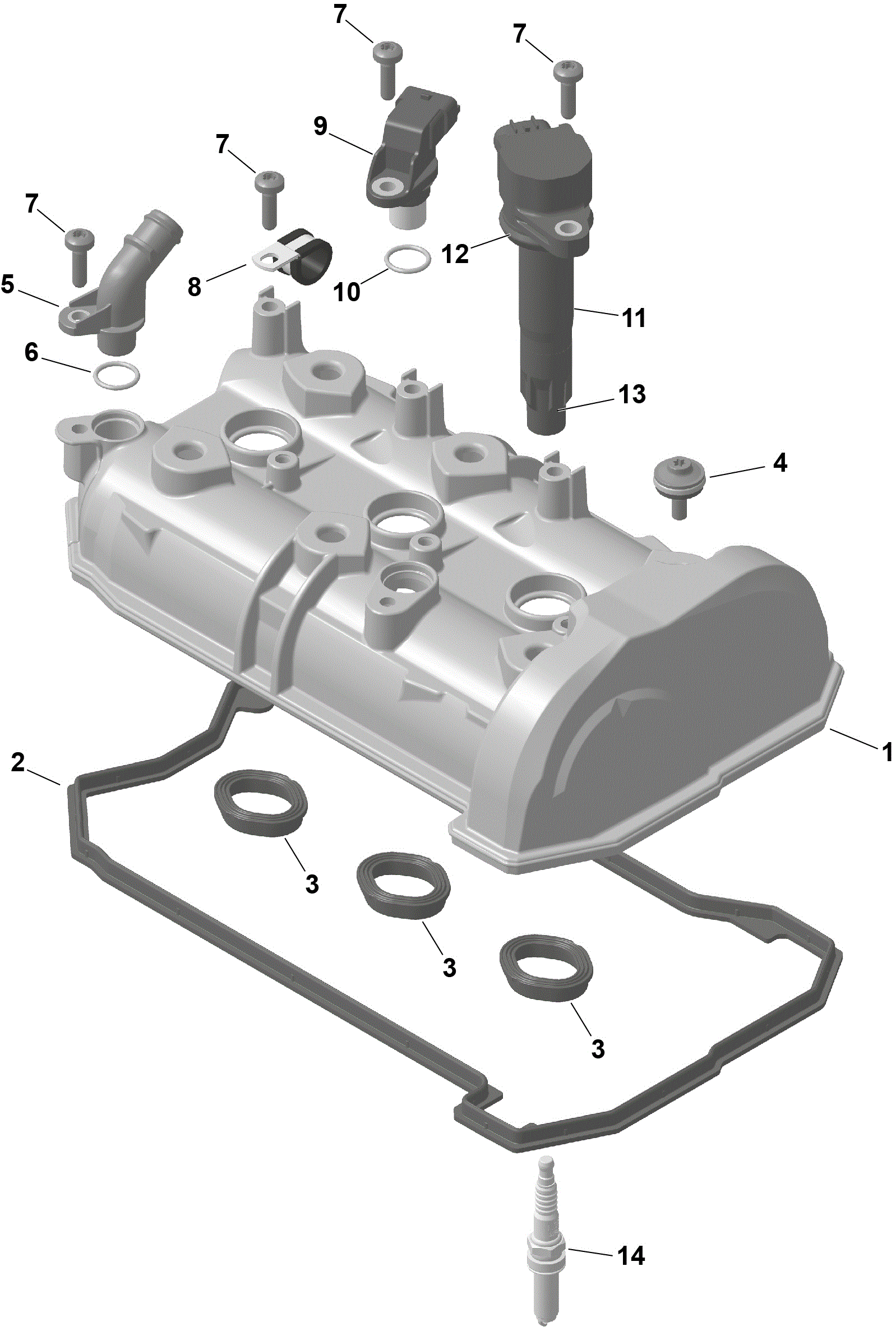 An Image of a Genuine Can-Am Parts Schematic Diagram showing the schematic - ROTAX - VALVE COVER